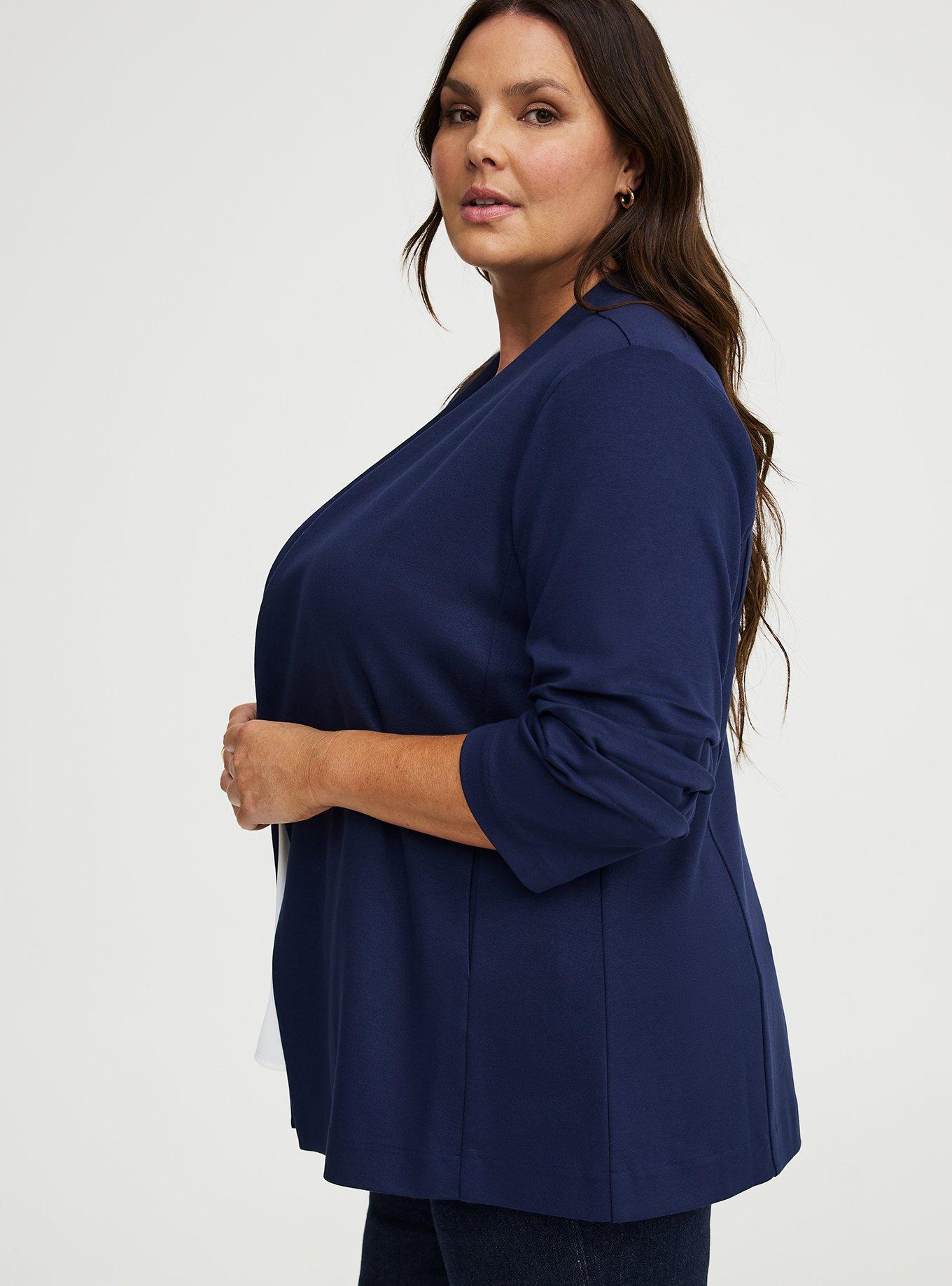 Open Front Ponte Blazer, PEACOAT, alternate