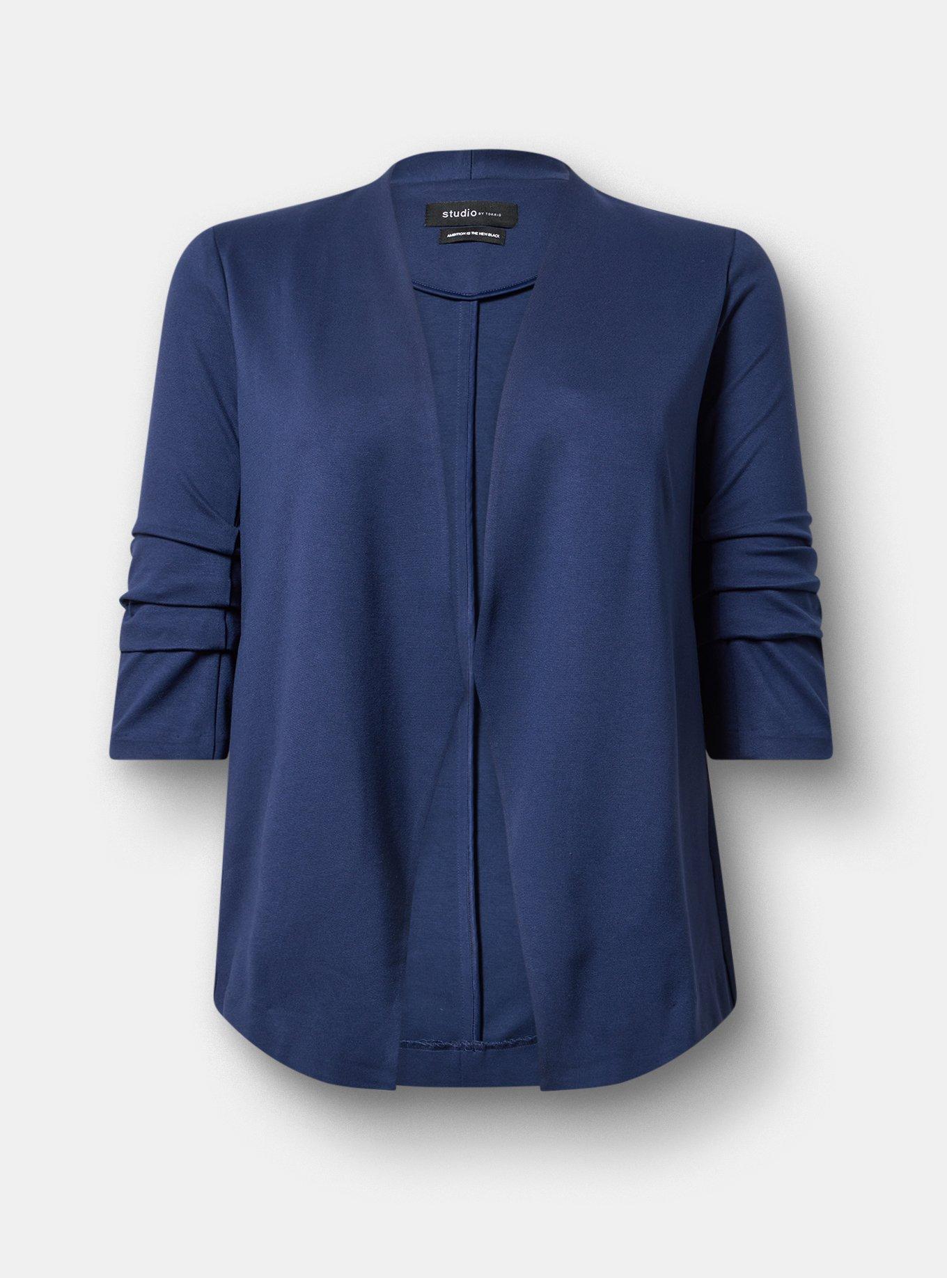 Open Front Ponte Blazer, PEACOAT, hi-res