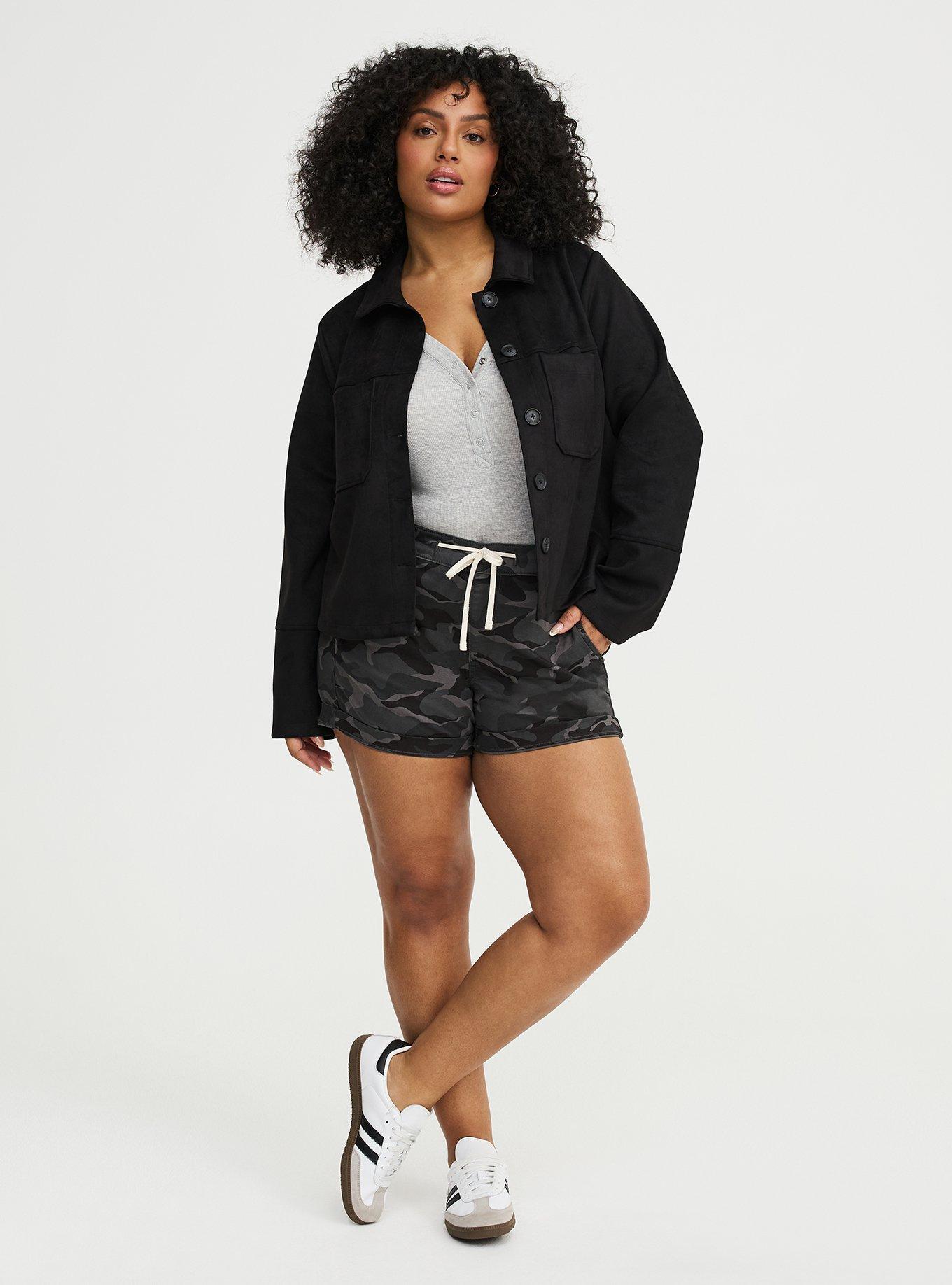 Hipster Faux Suede Jacket, DEEP BLACK, alternate