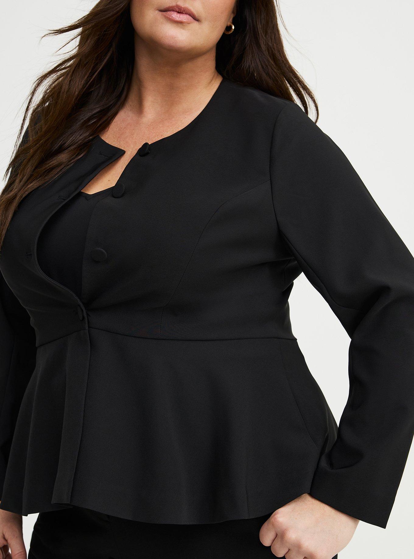 Studio Crepe Peplum Jacket, DEEP BLACK, alternate