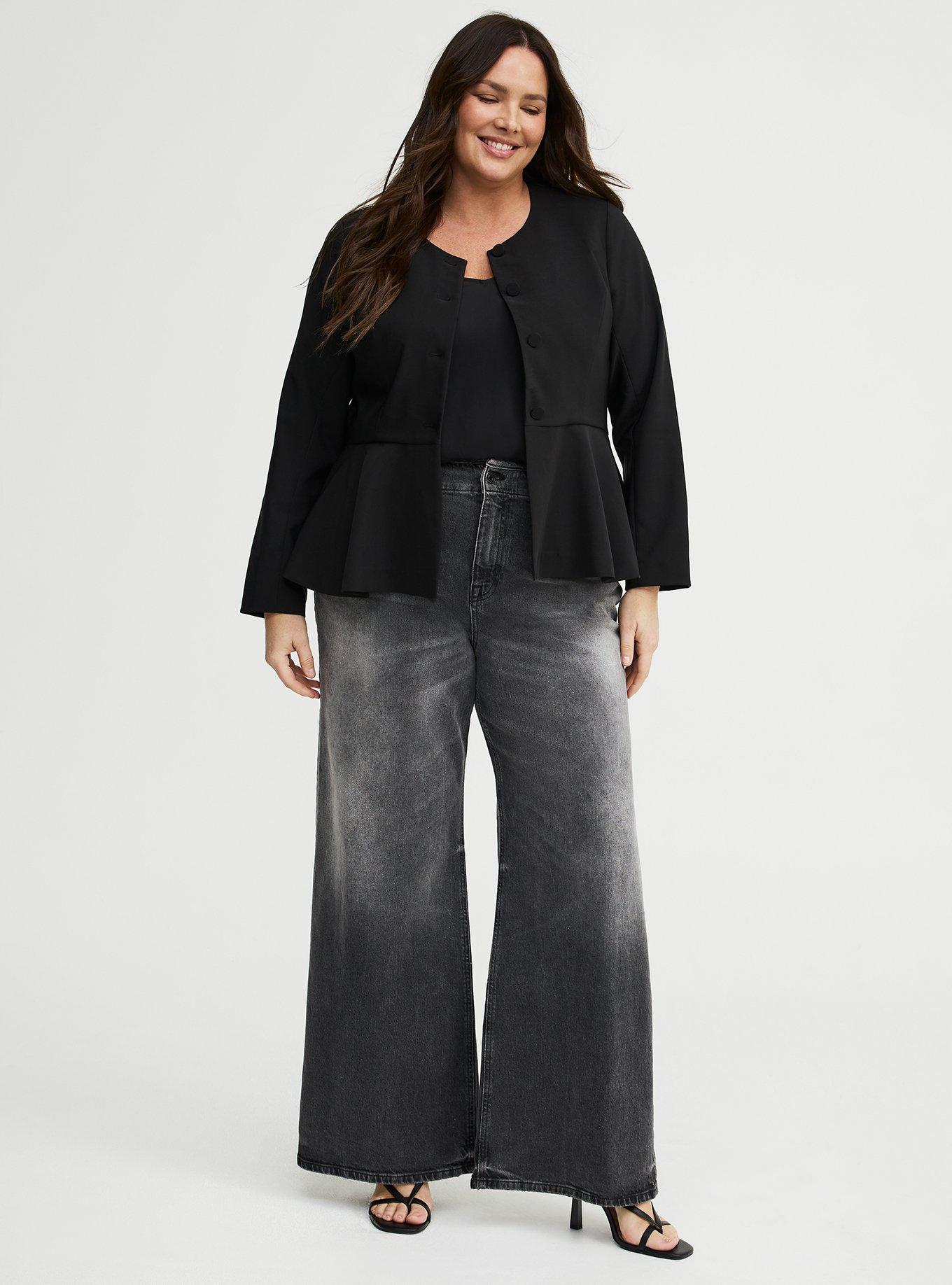 Studio Crepe Peplum Jacket, DEEP BLACK, alternate