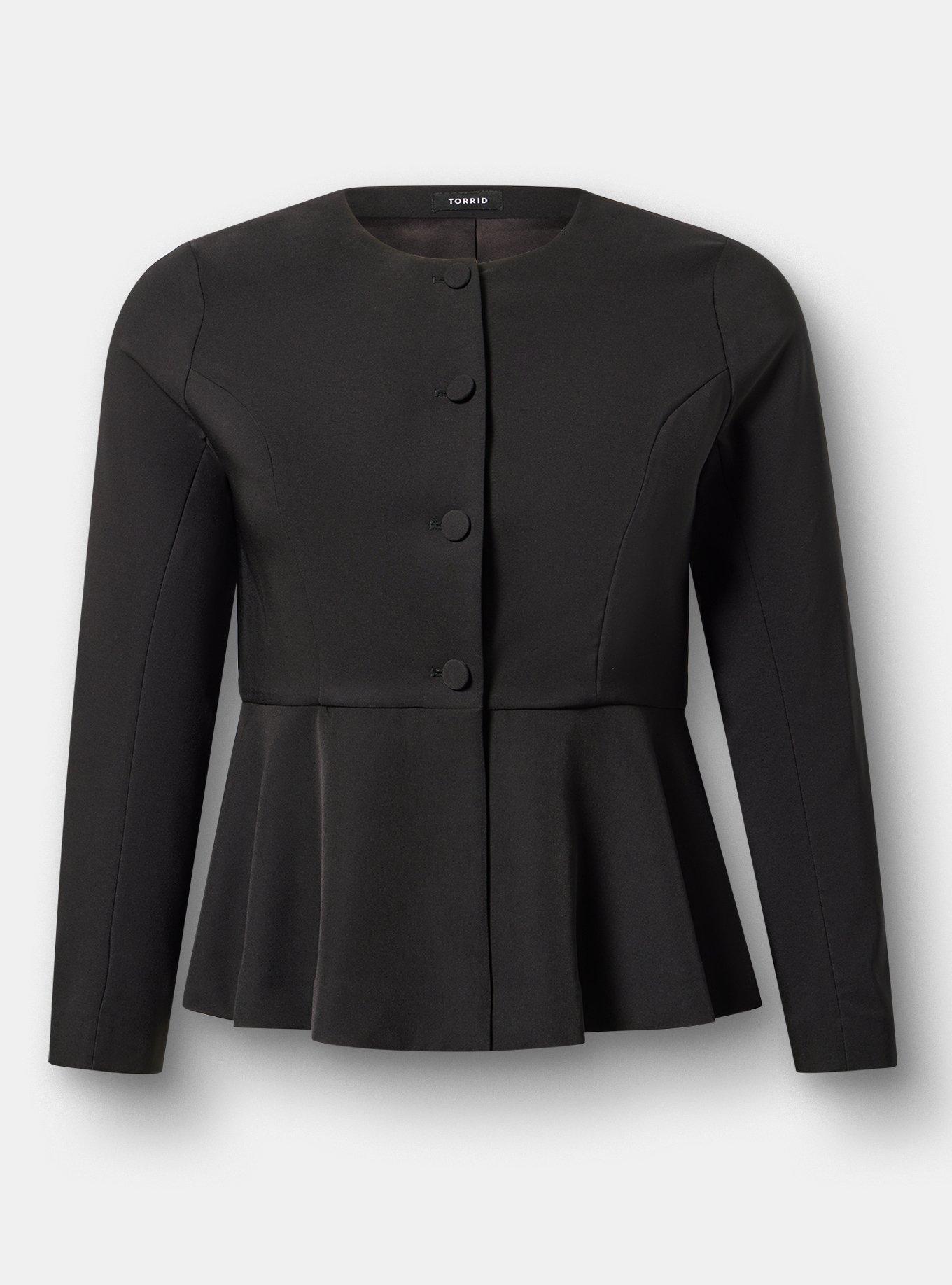 Studio Crepe Peplum Jacket, DEEP BLACK, hi-res