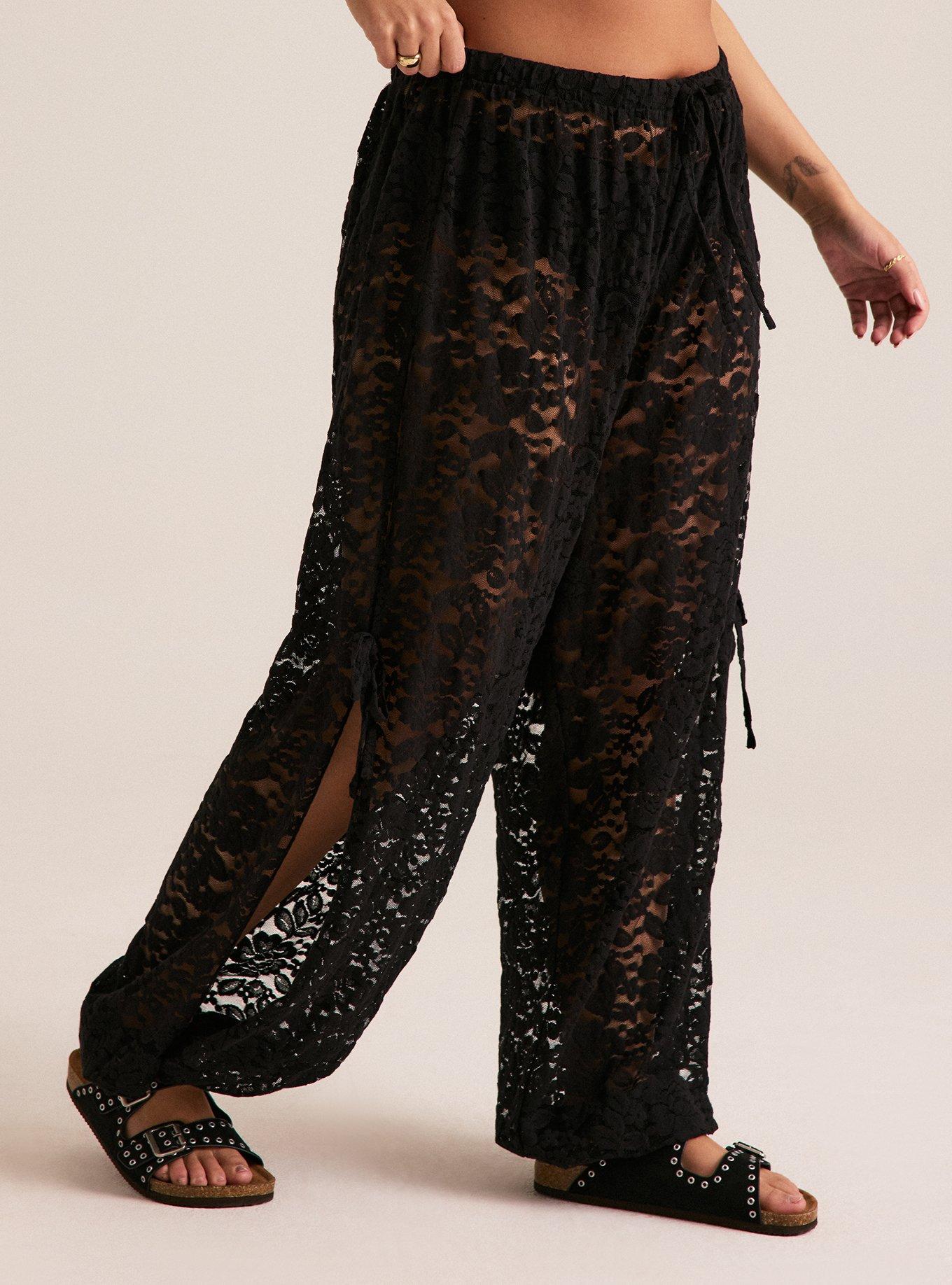Festi Tie Detail Lace Jogger, DEEP BLACK, alternate