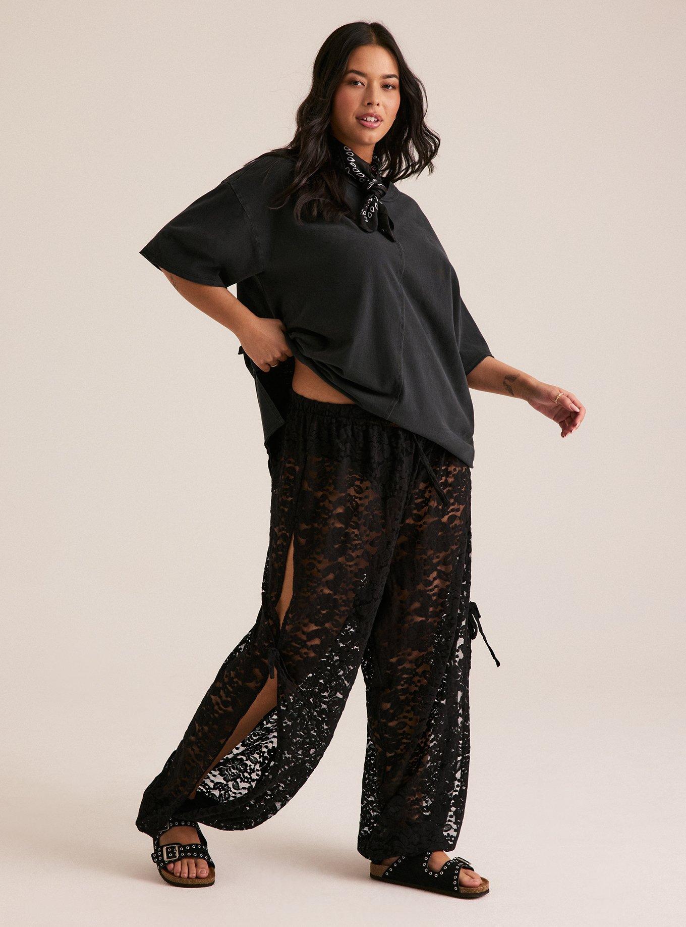 Festi Tie Detail Lace Jogger, DEEP BLACK, alternate