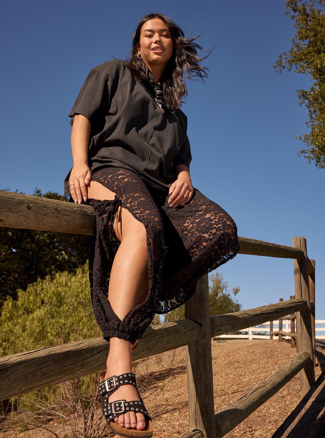 Festi Tie Detail Lace Jogger, DEEP BLACK, alternate