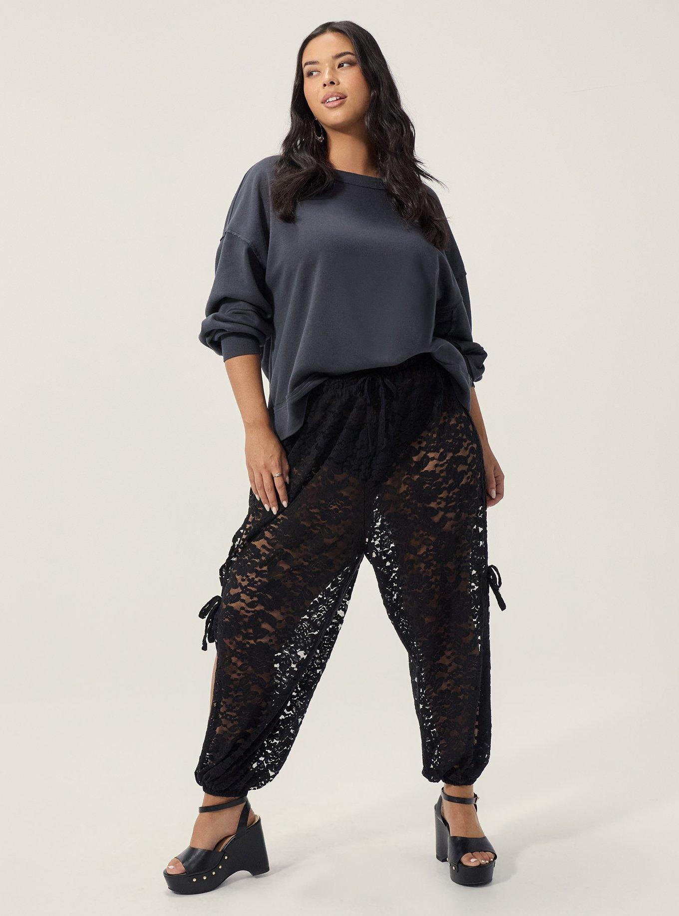 Plus Size - FESTI SIDE SLIT LACE JOGGER - Torrid