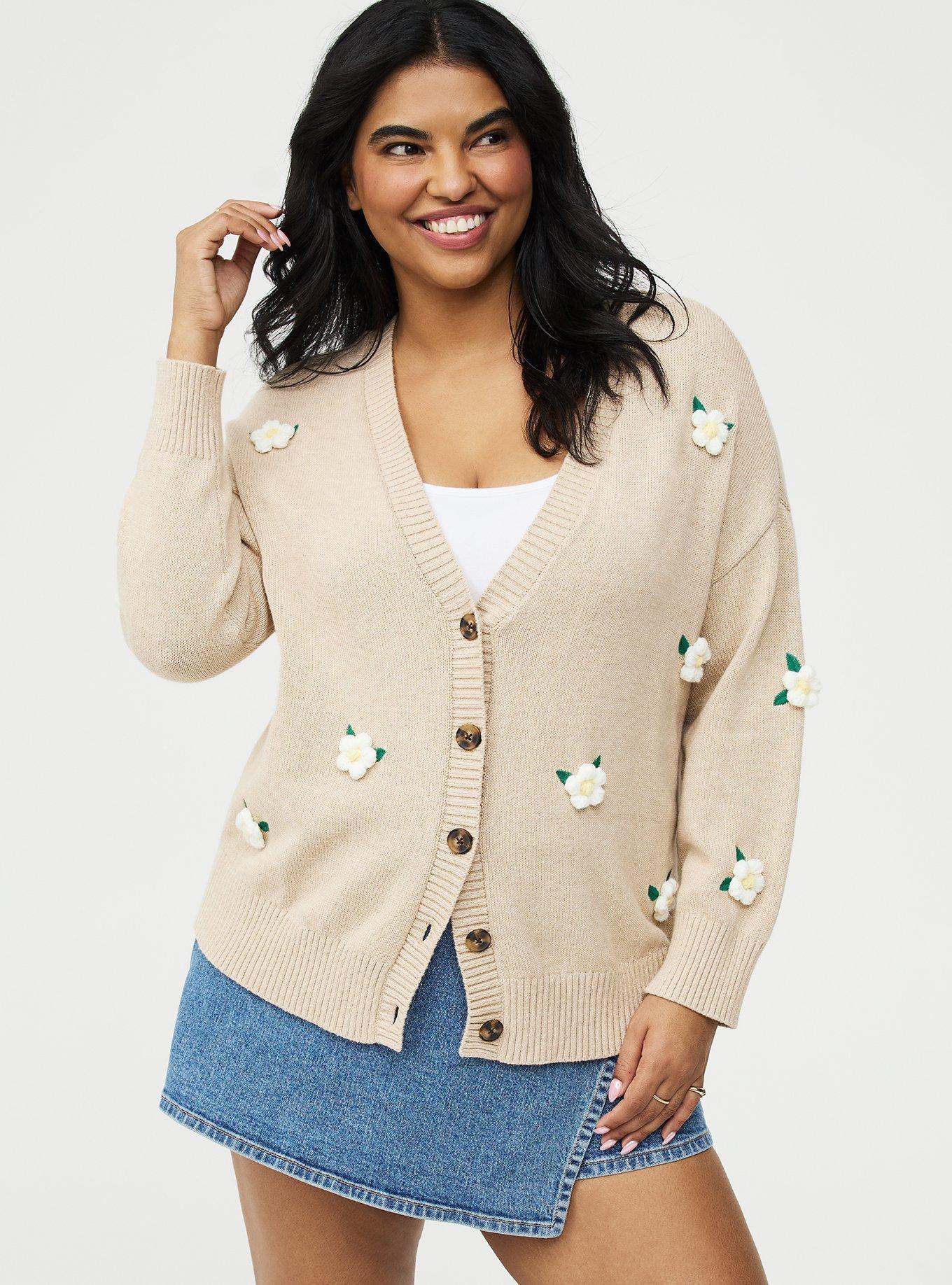 V-Neck Cardigan, MED HEATHER OATMEAL, hi-res