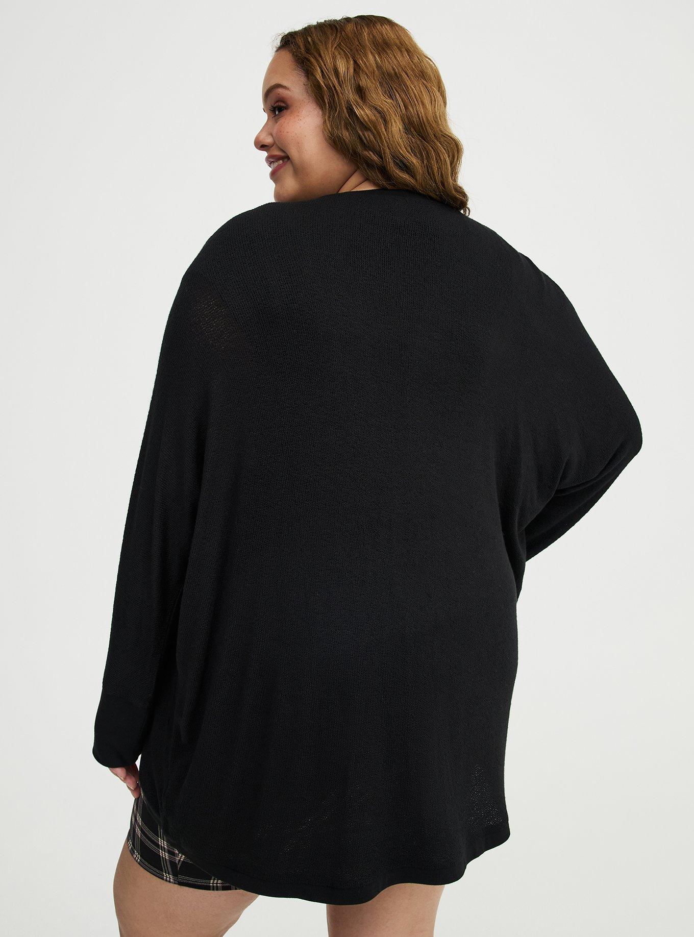Hacci Open Cocoon Cardigan, DEEP BLACK, alternate