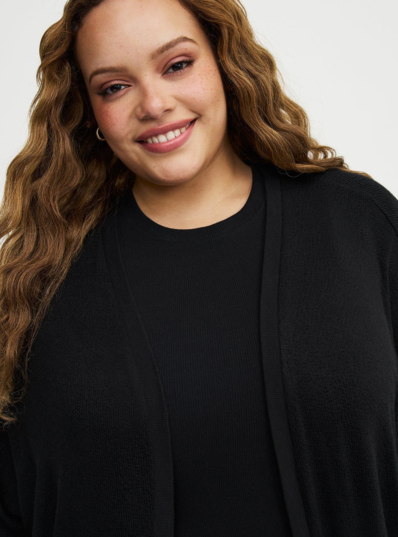 Hacci Open Cocoon Cardigan, DEEP BLACK, alternate