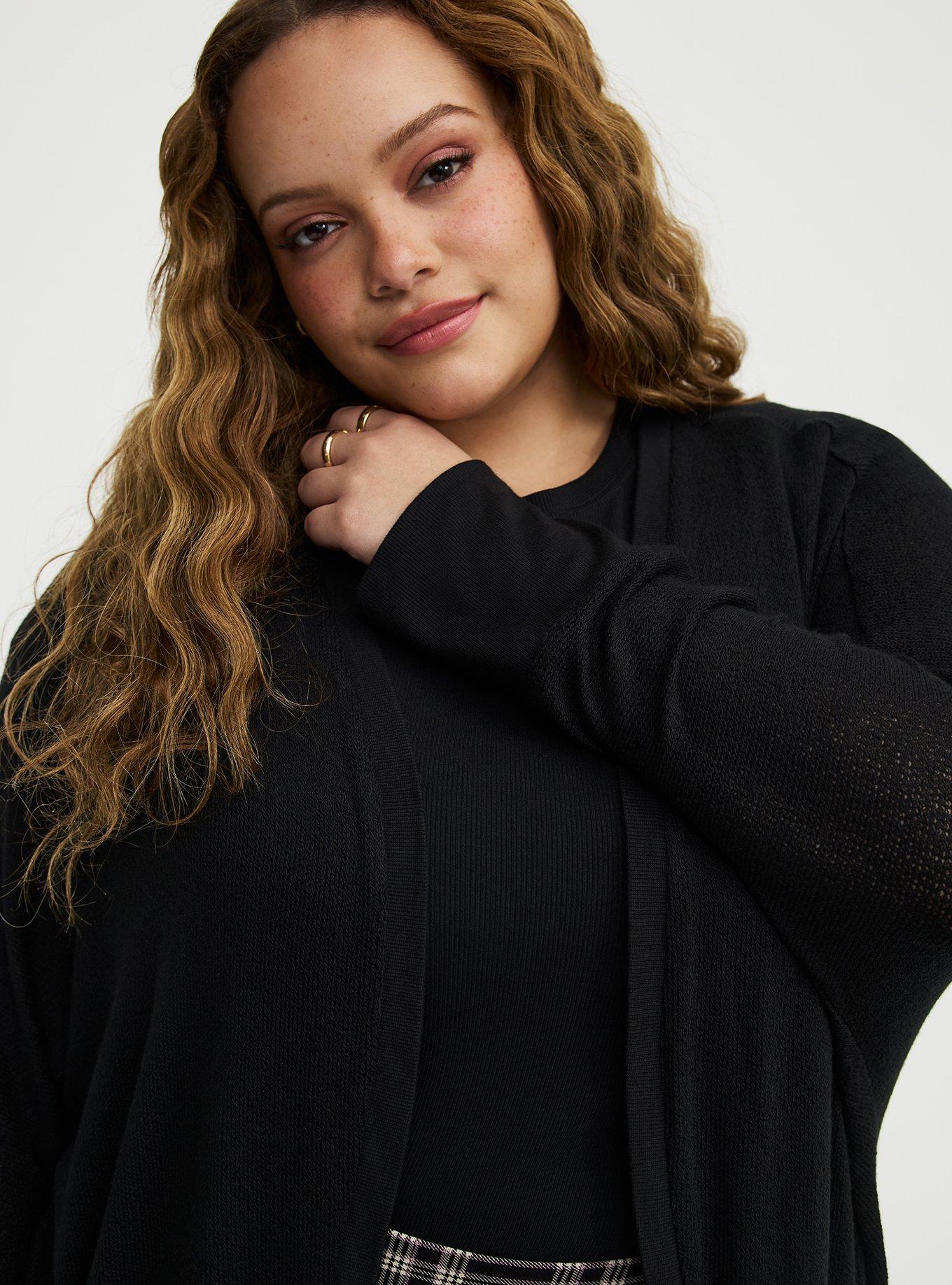 Hacci Open Cocoon Cardigan, DEEP BLACK, alternate