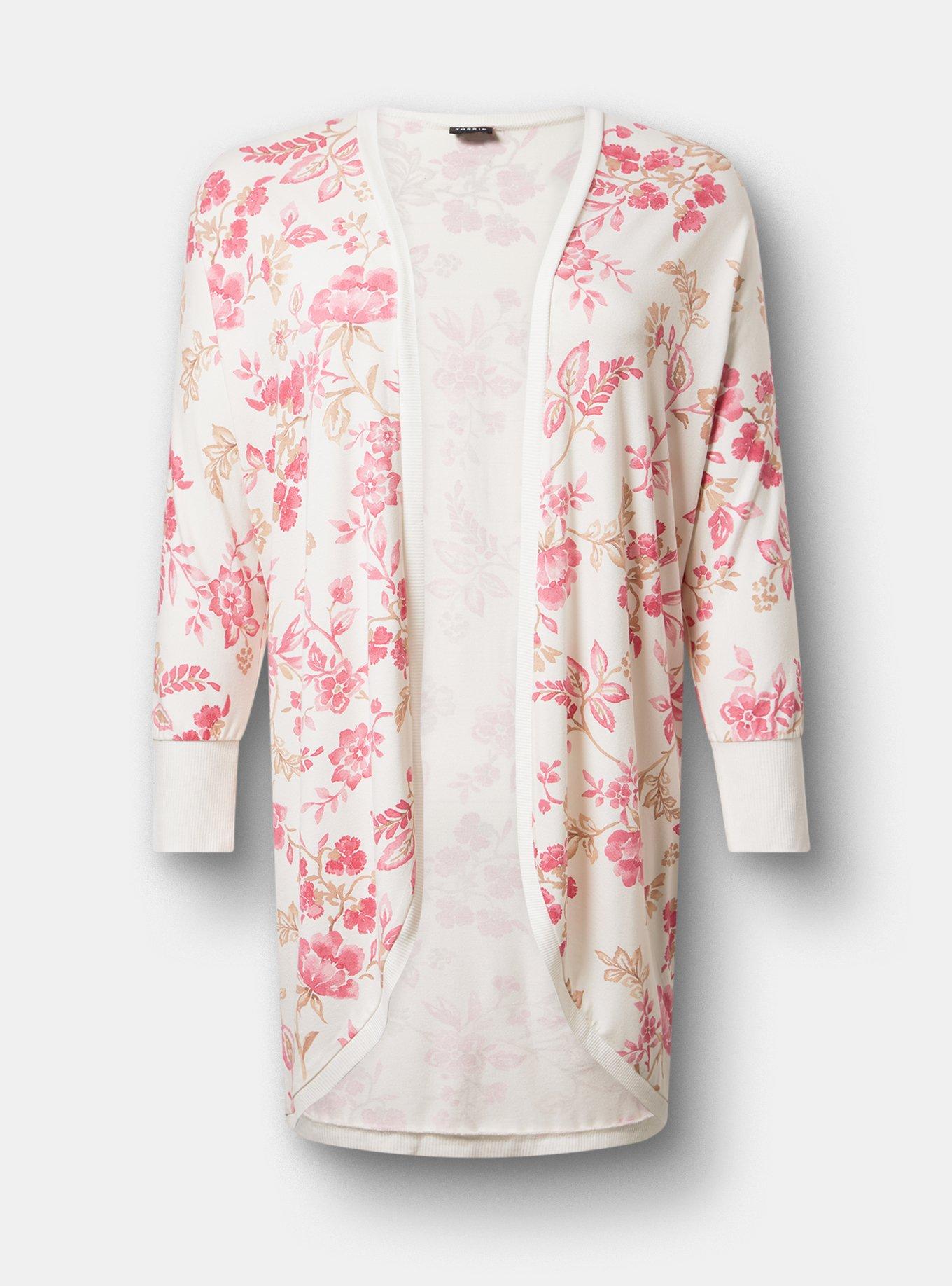 Super Soft Open Front Cocoon Cardigan, ENTICE FLORALS PINK, hi-res