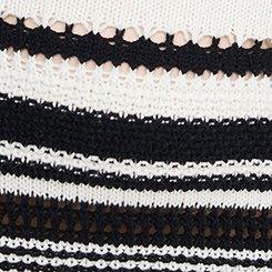 Pointelle Hoodie Sweater, DEEP BLACK WHISPER WHITE STRIPE, swatch