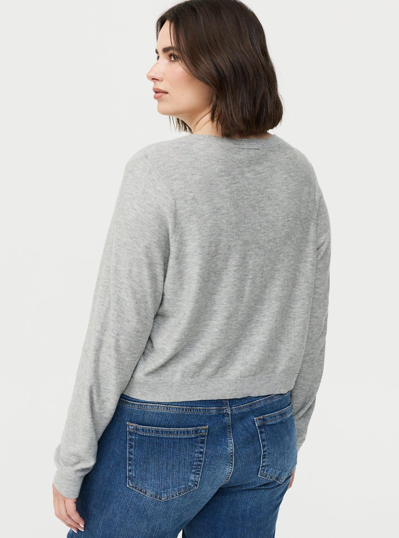 V-Neck Cardigan, LIGHTEST HEATHER GREY, alternate