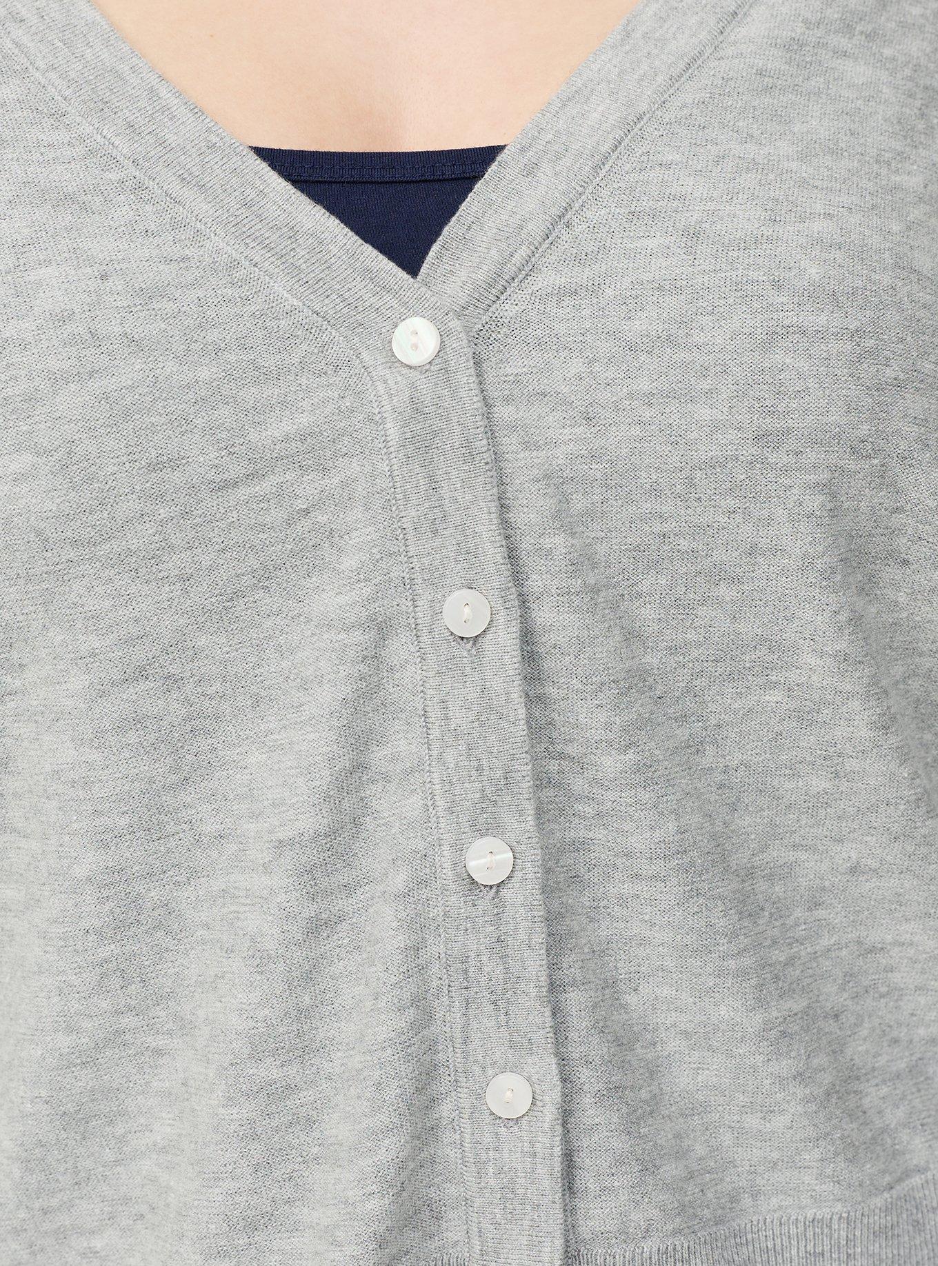 V-Neck Cardigan, LIGHTEST HEATHER GREY, alternate