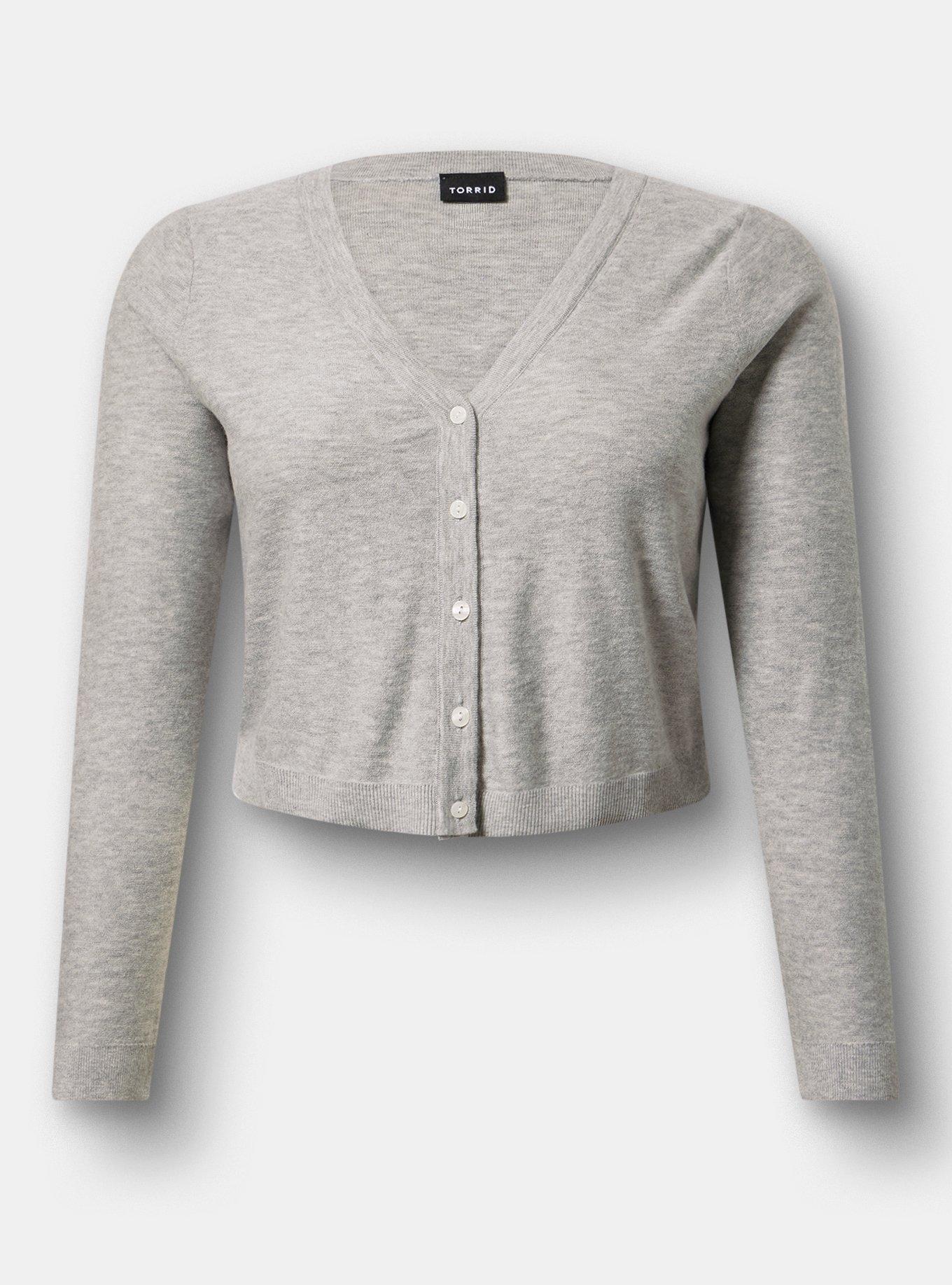V-Neck Cardigan, LIGHTEST HEATHER GREY, hi-res
