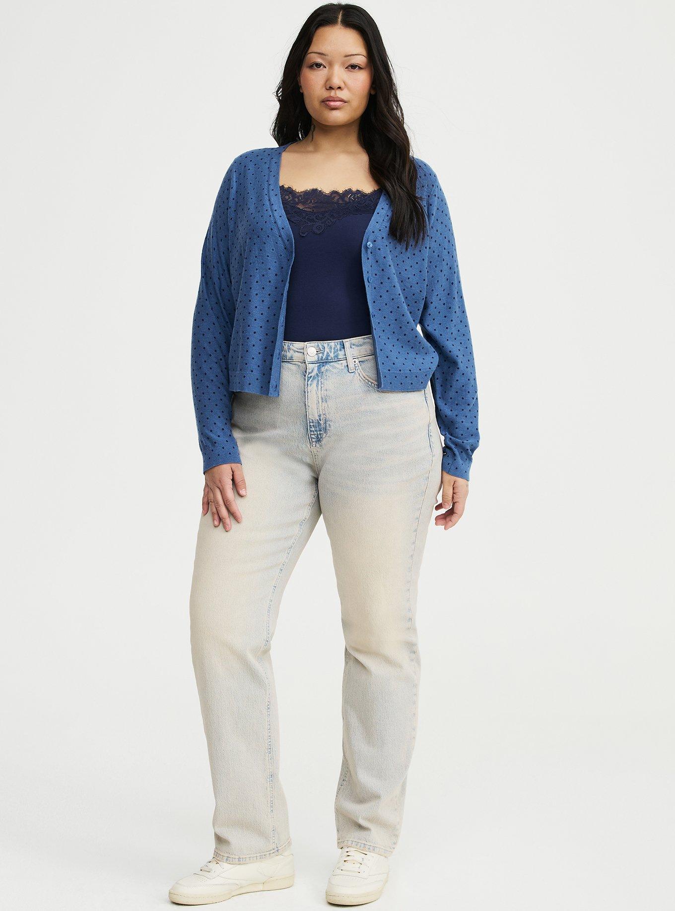 V-Neck Cardigan, CHIC DOT BLUE, alternate