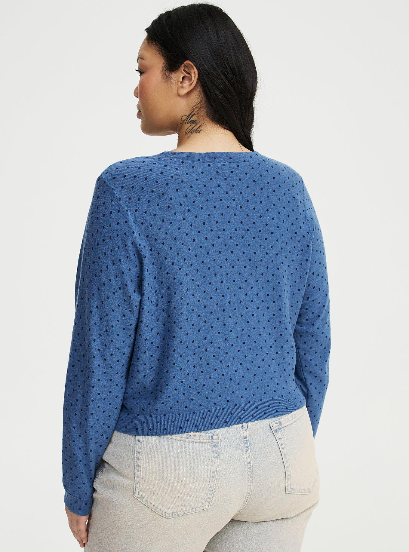 V-Neck Cardigan, CHIC DOT BLUE, alternate