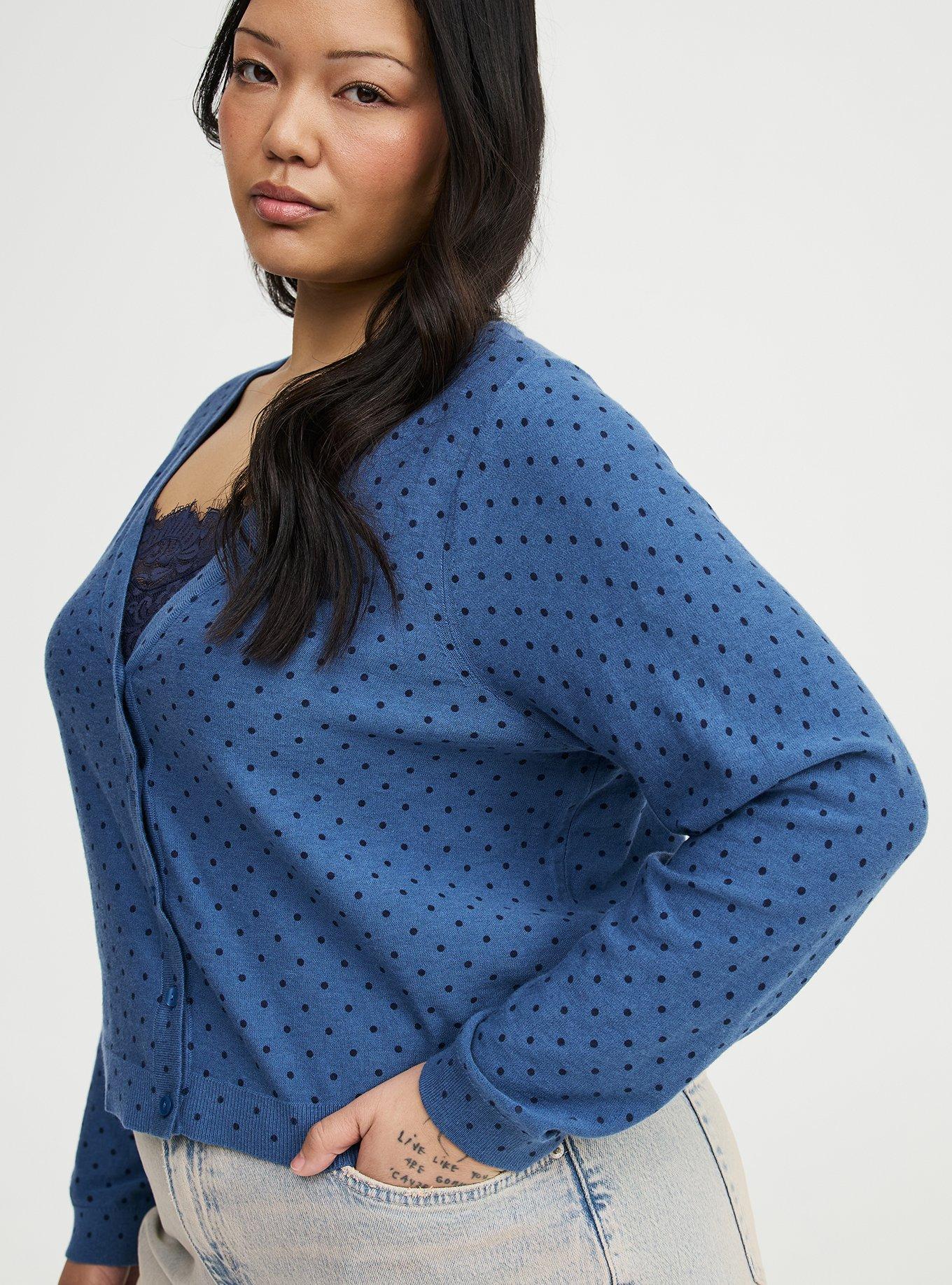 V-Neck Cardigan, CHIC DOT BLUE, alternate