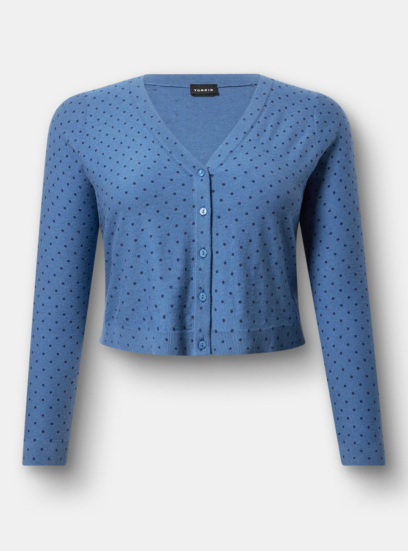 V-Neck Cardigan, CHIC DOT BLUE, hi-res