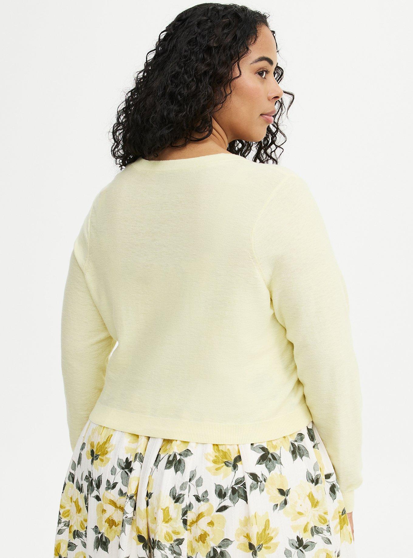 V-Neck Cardigan, PASTEL YELLOW, alternate