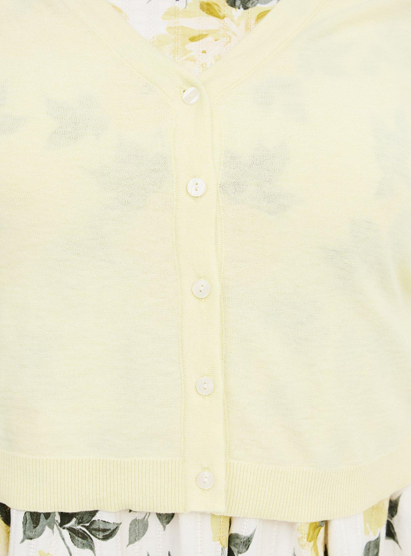 V-Neck Cardigan, PASTEL YELLOW, alternate