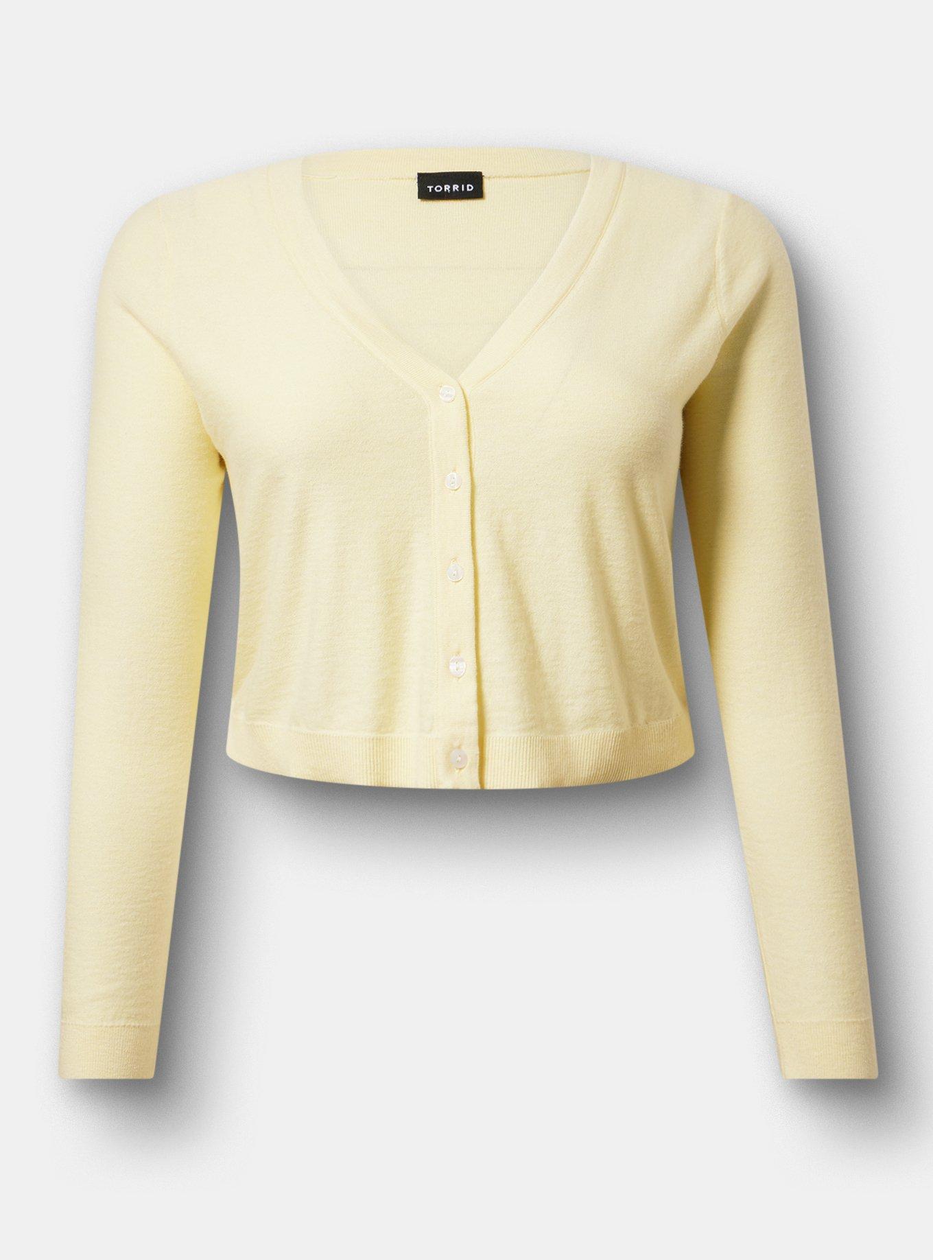 V-Neck Cardigan, PASTEL YELLOW, hi-res