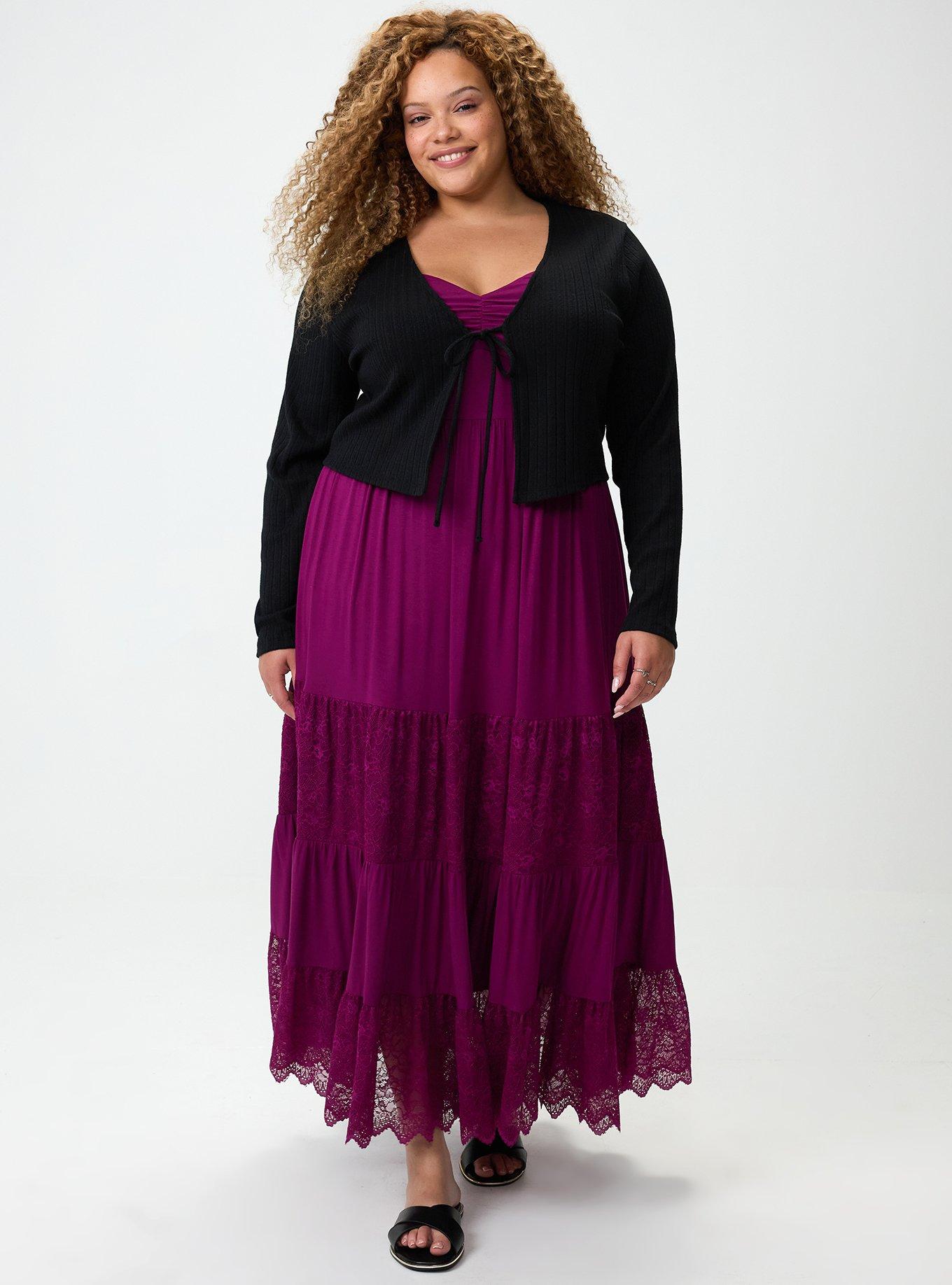 Pointelle Tie-Front Shrug, DEEP BLACK, alternate