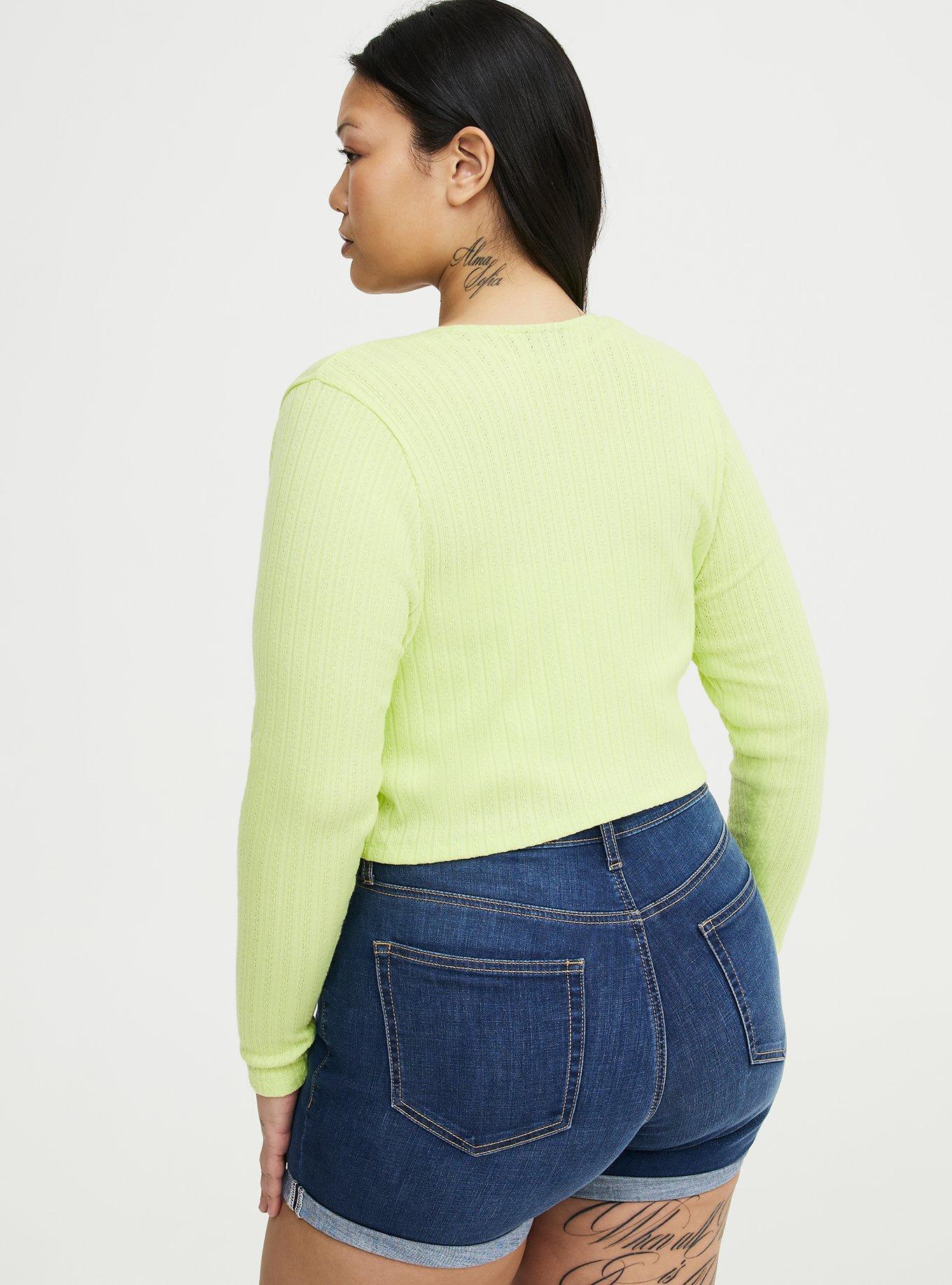 Pointelle Tie-Front Shrug, ASIAN PEAR, alternate