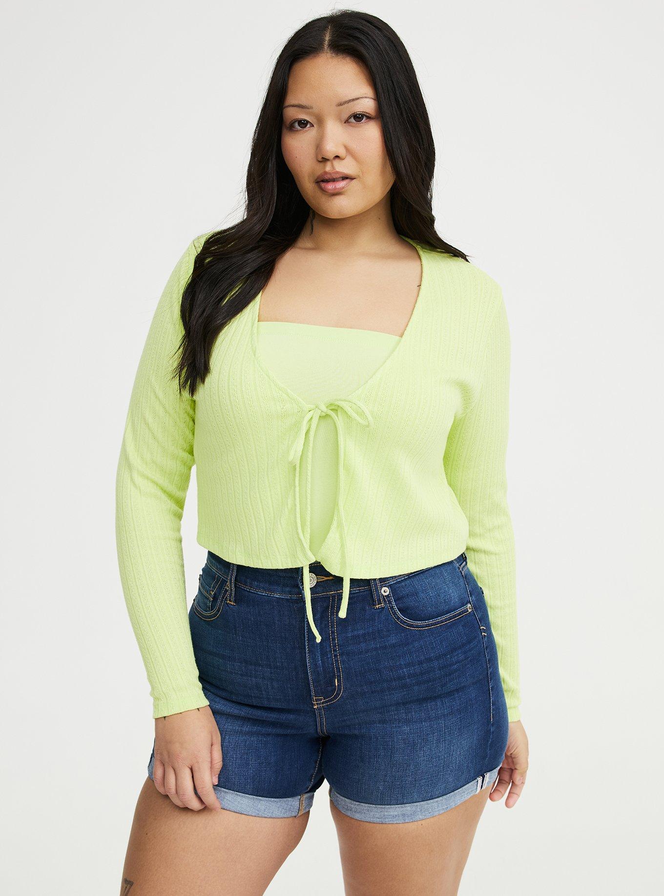 Pointelle Tie-Front Shrug, ASIAN PEAR, hi-res