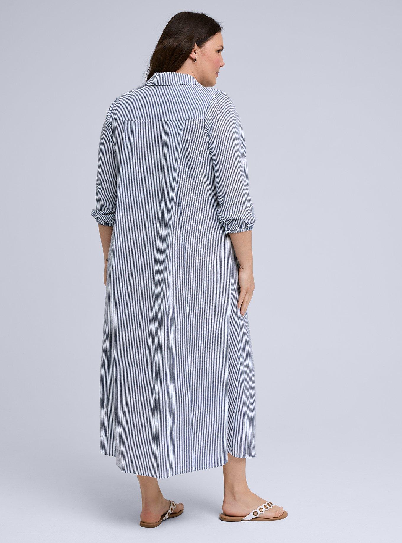 Belle Isle Shirt Maxi Dress, SEDONA STRIPE BLUE, alternate