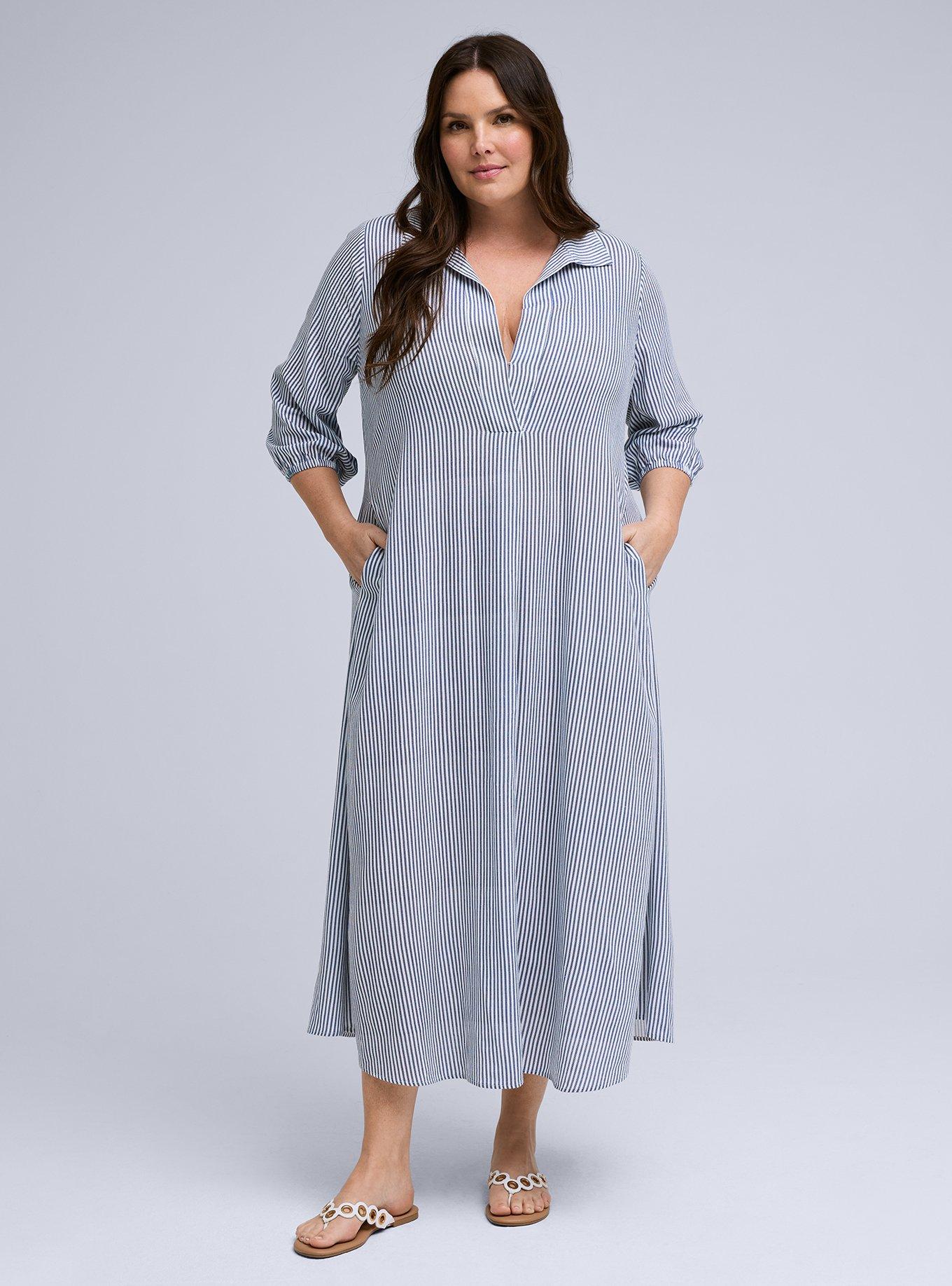 Belle Isle Shirt Maxi Dress, SEDONA STRIPE BLUE, alternate