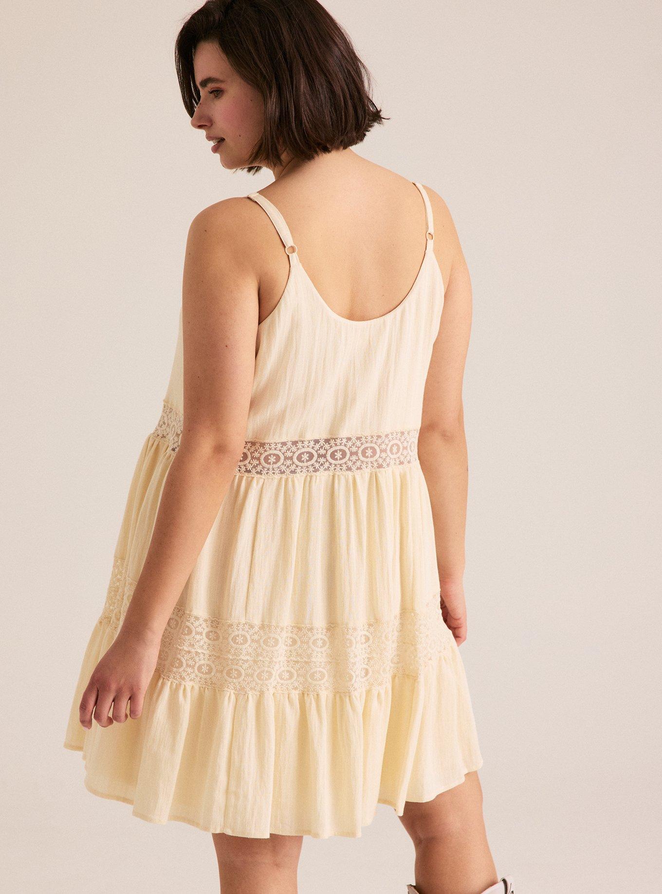 Plus Size - Festi Lace Trim Tiered Mini Dress - Torrid