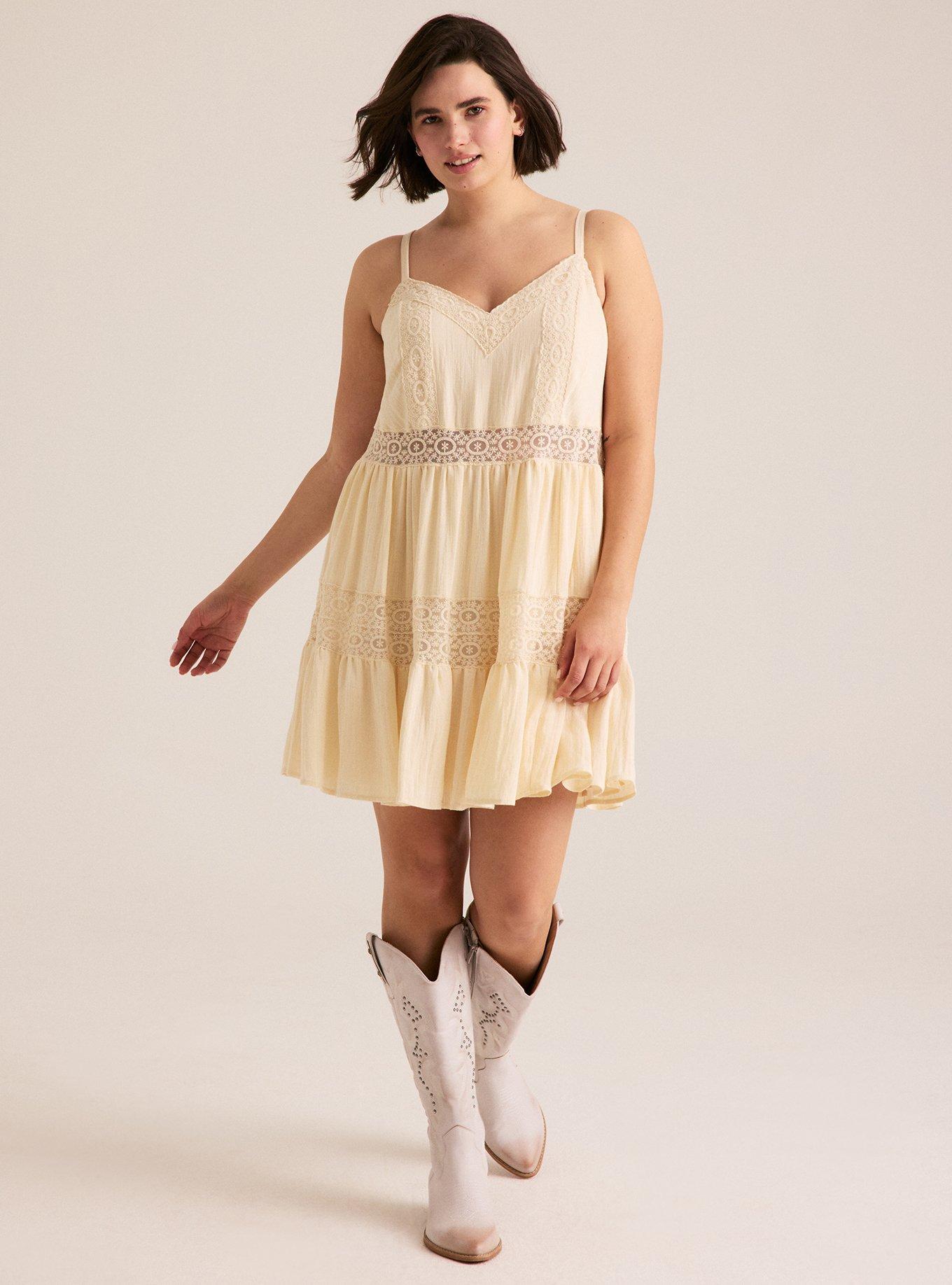 Festi Lace Trim Tiered Mini Dress, WHITE SWAN, alternate