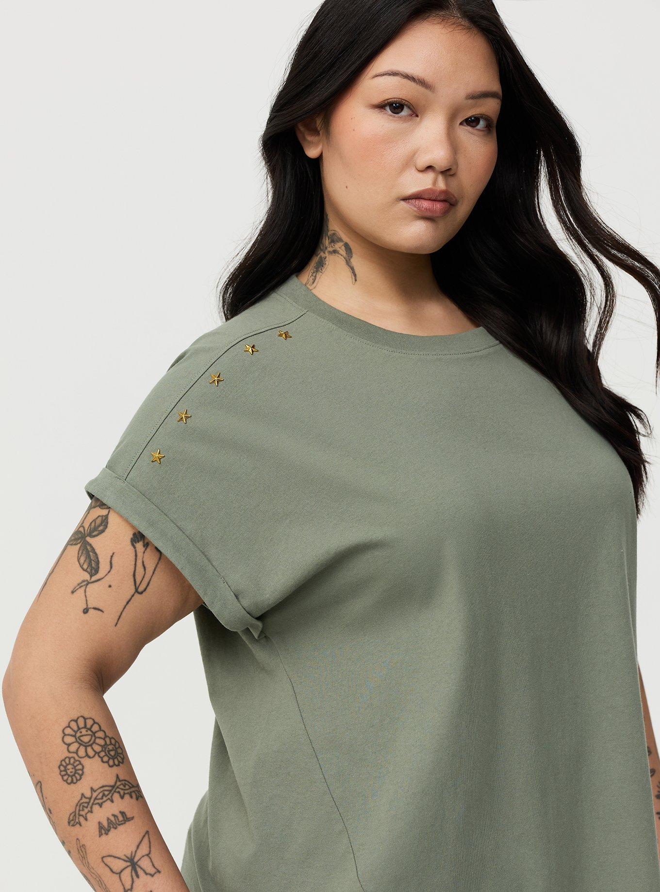 Cotton Jersey Relaxed Dolman Tee, AGAVE GREEN, alternate