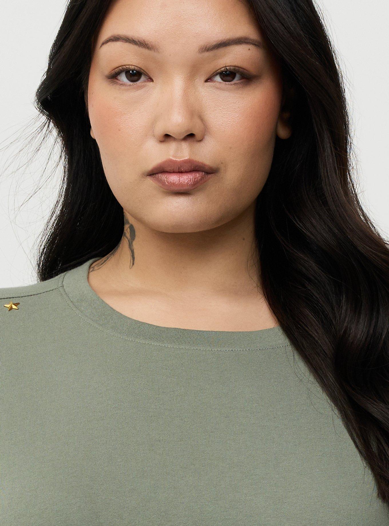 Cotton Jersey Relaxed Dolman Tee, AGAVE GREEN, alternate