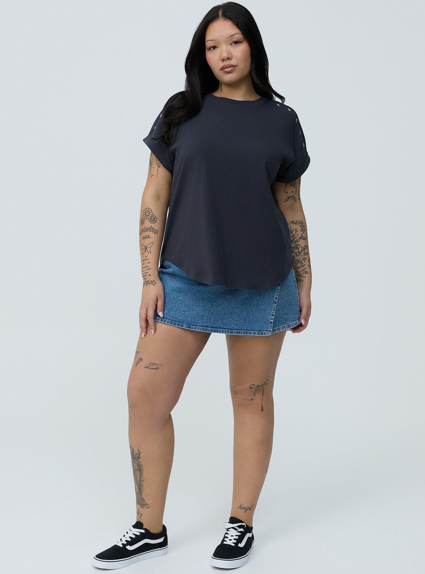 Cotton Jersey Relaxed Dolman Tee, OBSIDIAN, alternate