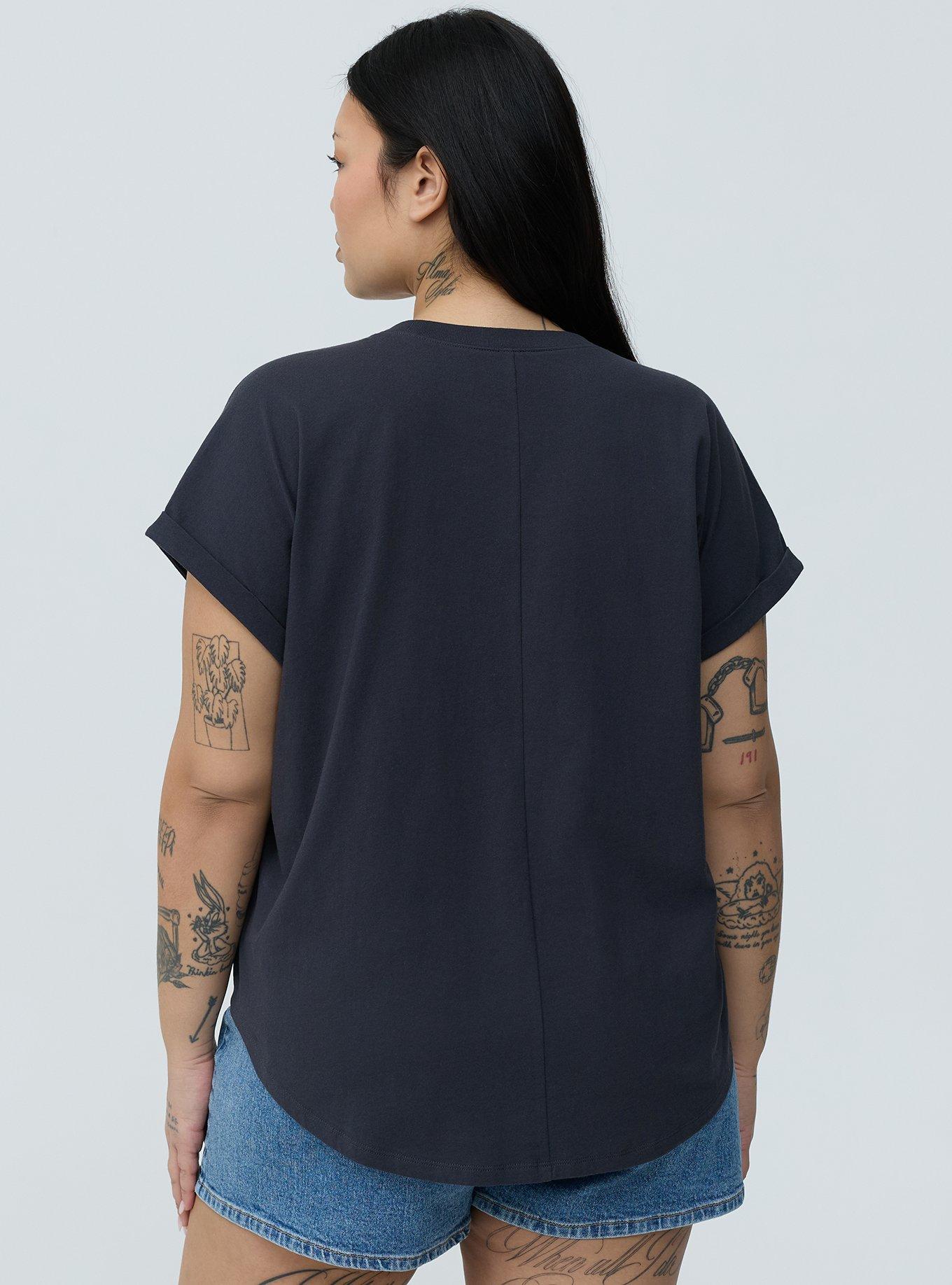 Cotton Jersey Relaxed Dolman Tee, OBSIDIAN, alternate