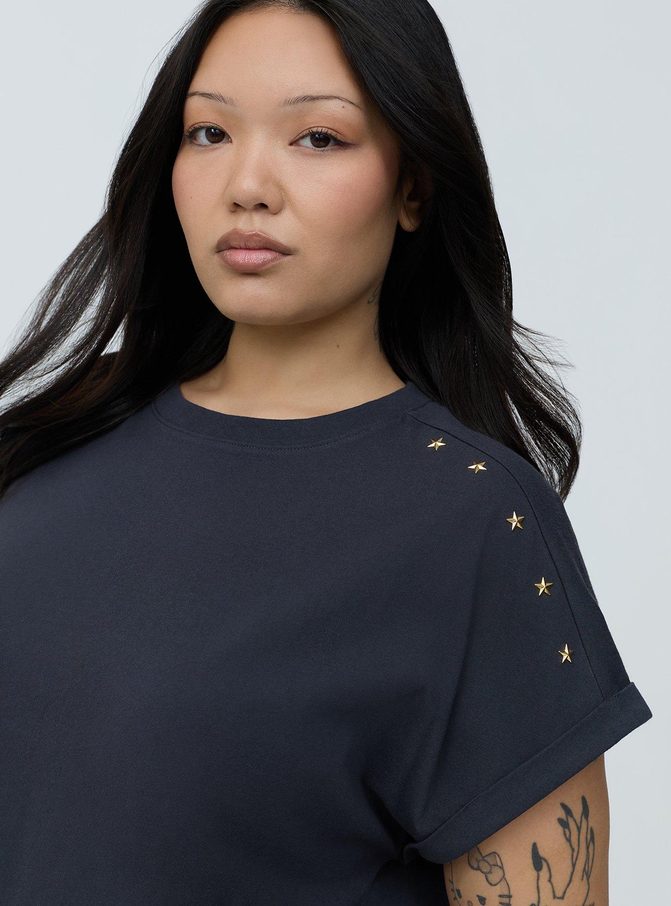 Cotton Jersey Relaxed Dolman Tee, OBSIDIAN, alternate