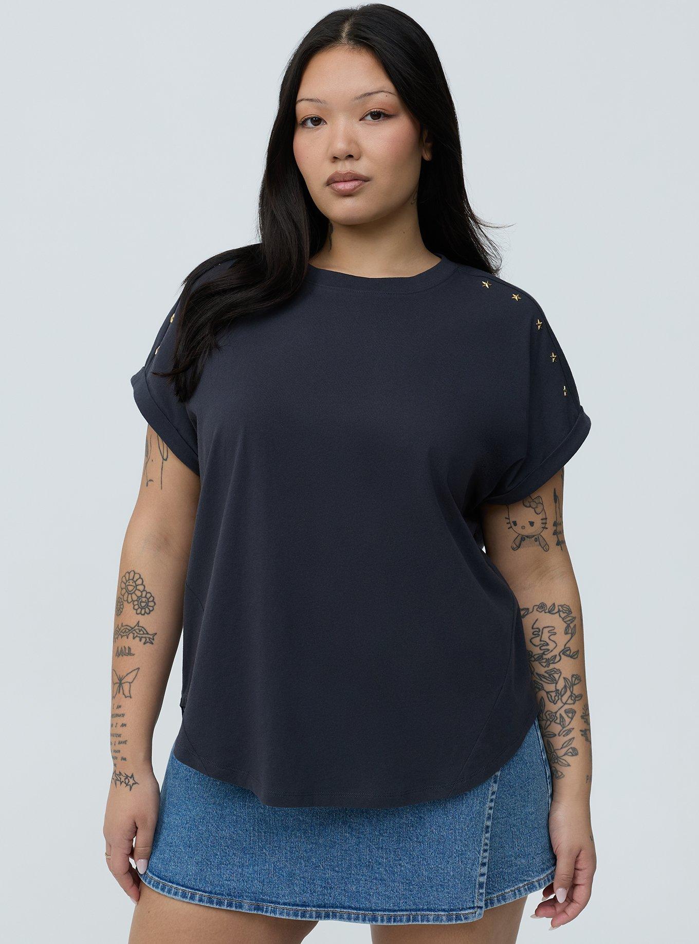 Cotton Jersey Relaxed Dolman Tee, OBSIDIAN, hi-res