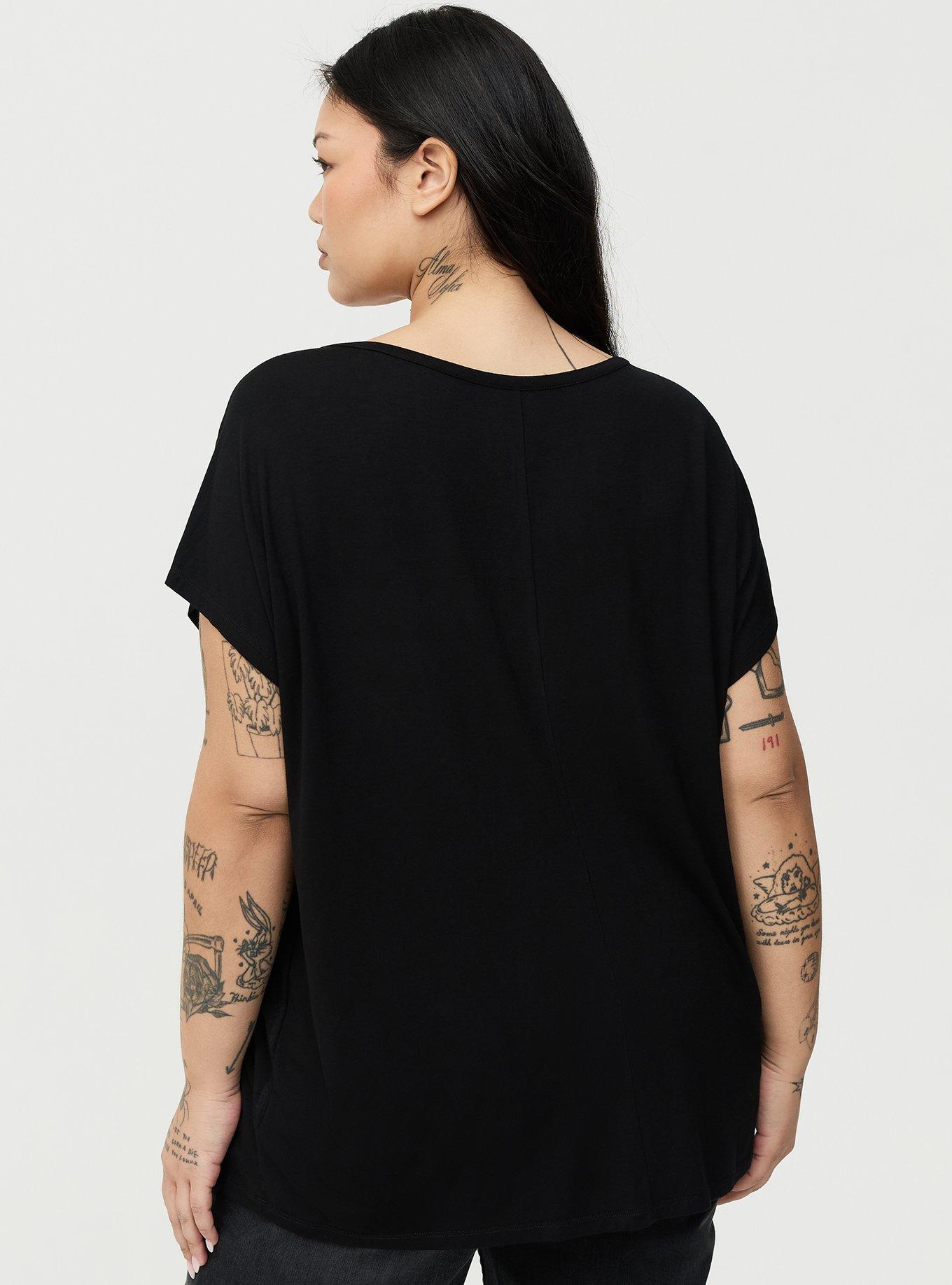 Super Soft Cut-Out Dolman Tunic Tee, DEEP BLACK, alternate