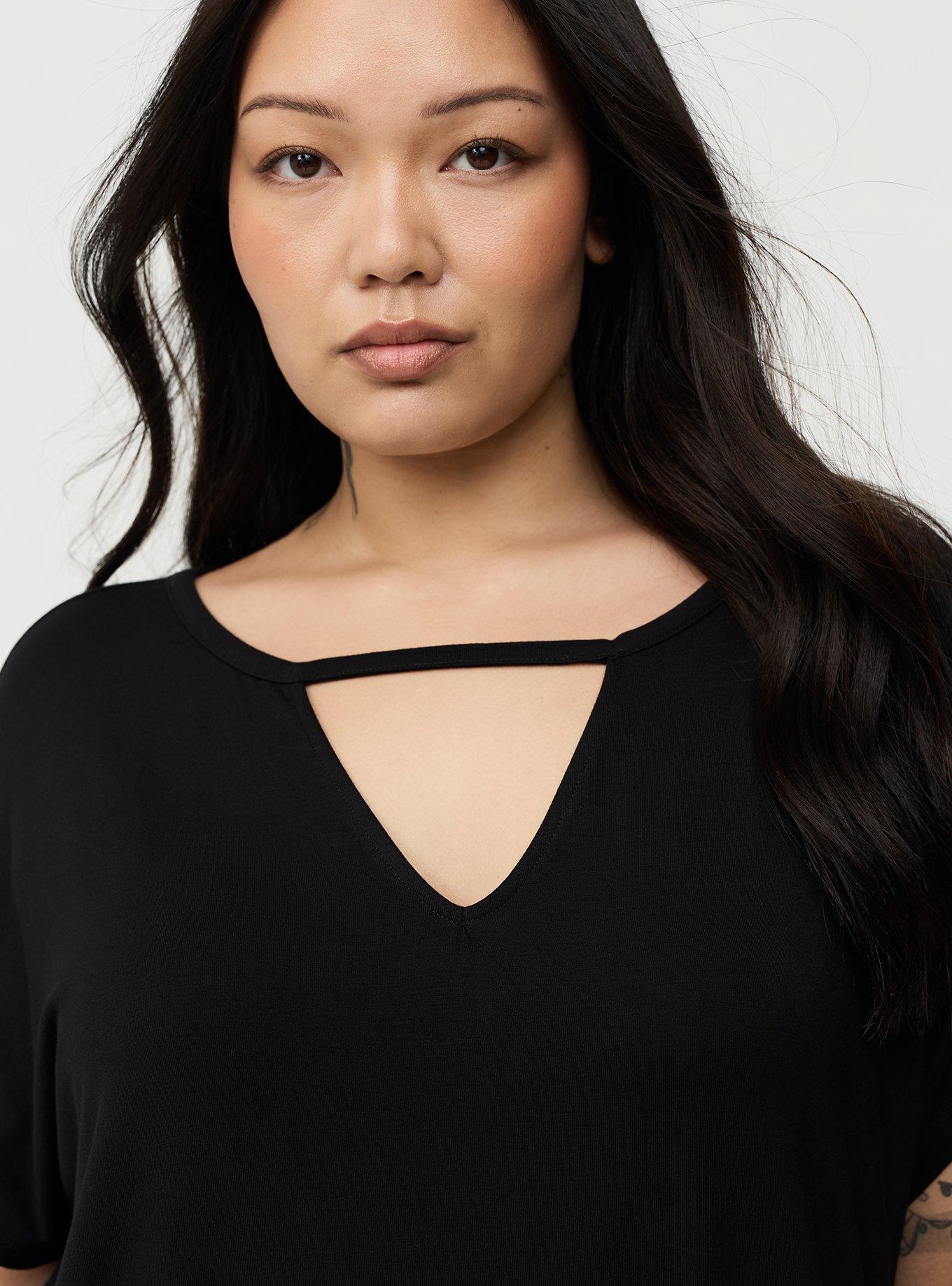 Super Soft Cut-Out Dolman Tunic Tee, DEEP BLACK, alternate