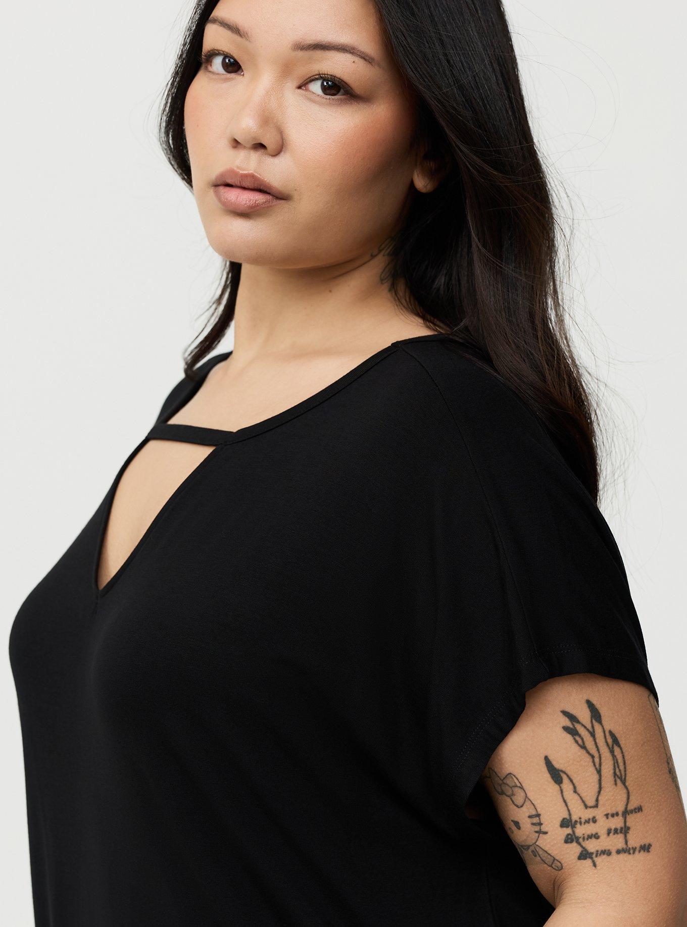 Super Soft Cut-Out Dolman Tunic Tee, DEEP BLACK, alternate