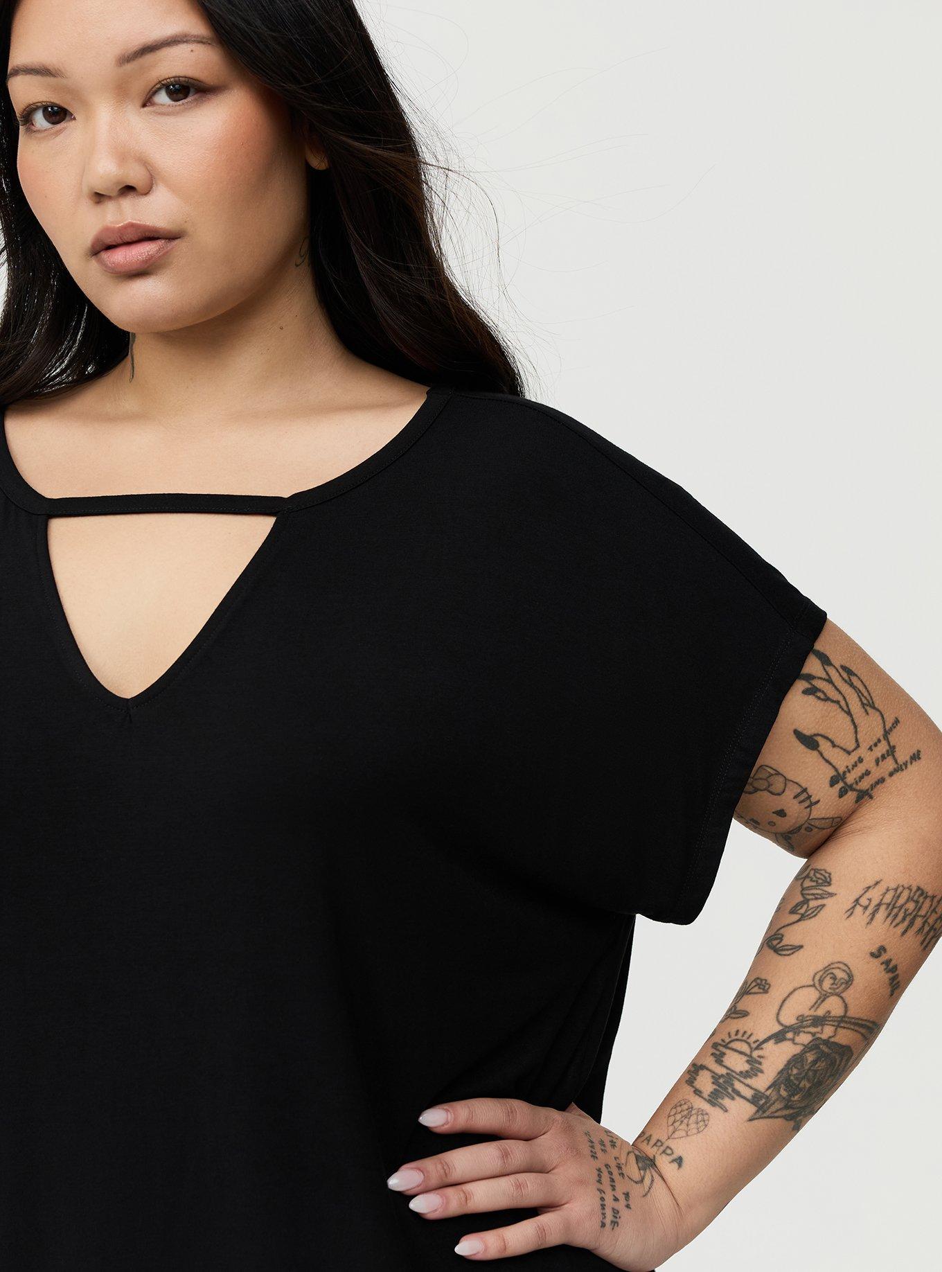 Super Soft Cut-Out Dolman Tunic Tee, DEEP BLACK, alternate