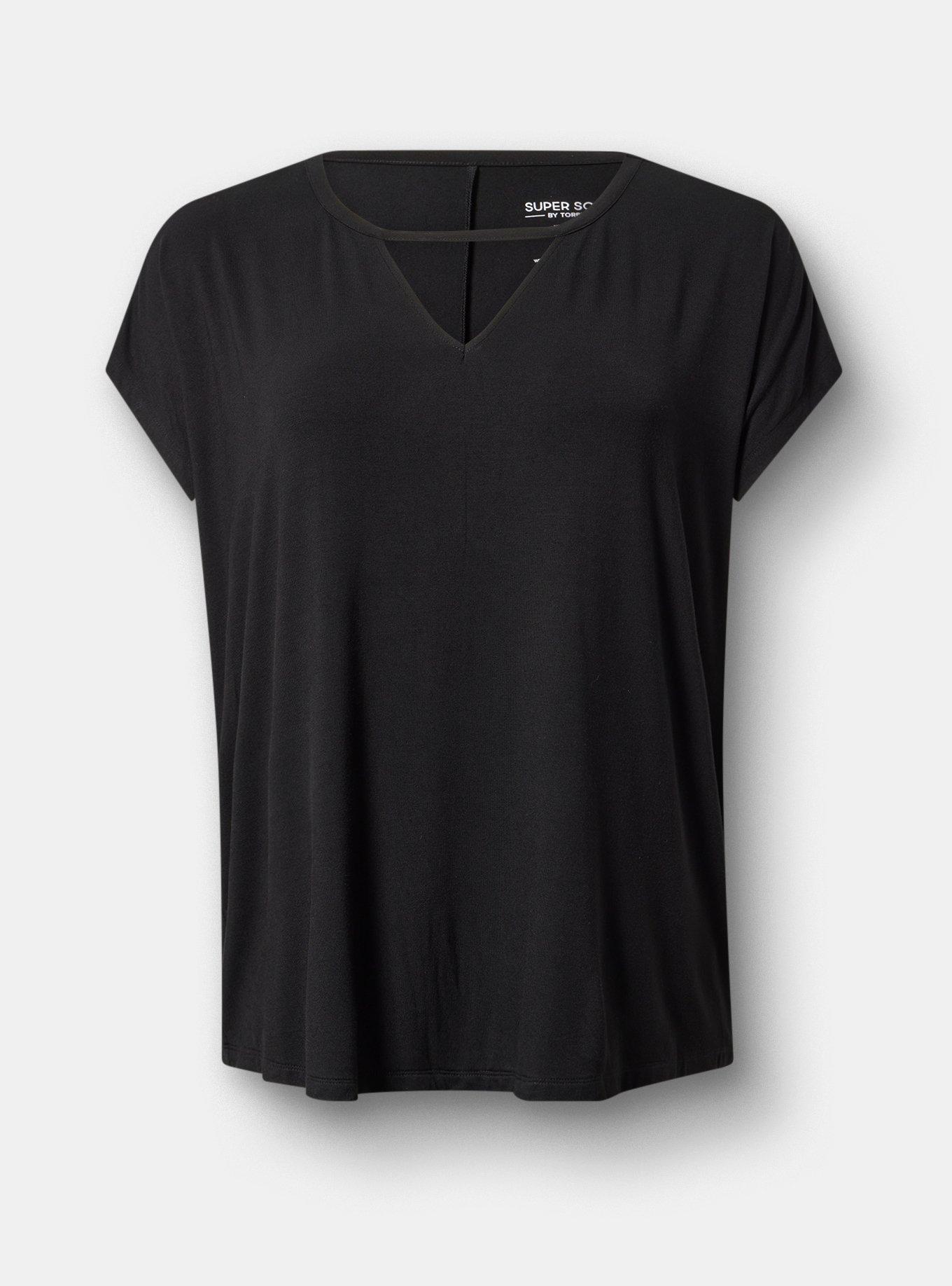 Super Soft Cut-Out Dolman Tunic Tee, DEEP BLACK, hi-res