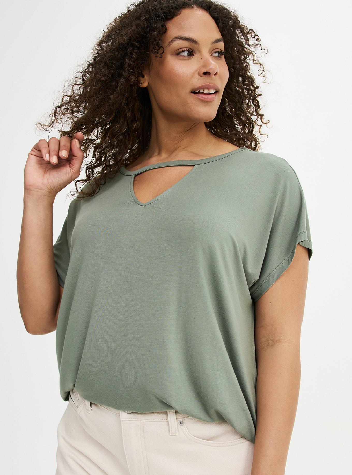Super Soft Cut-Out Dolman Tunic Tee, AGAVE GREEN, alternate