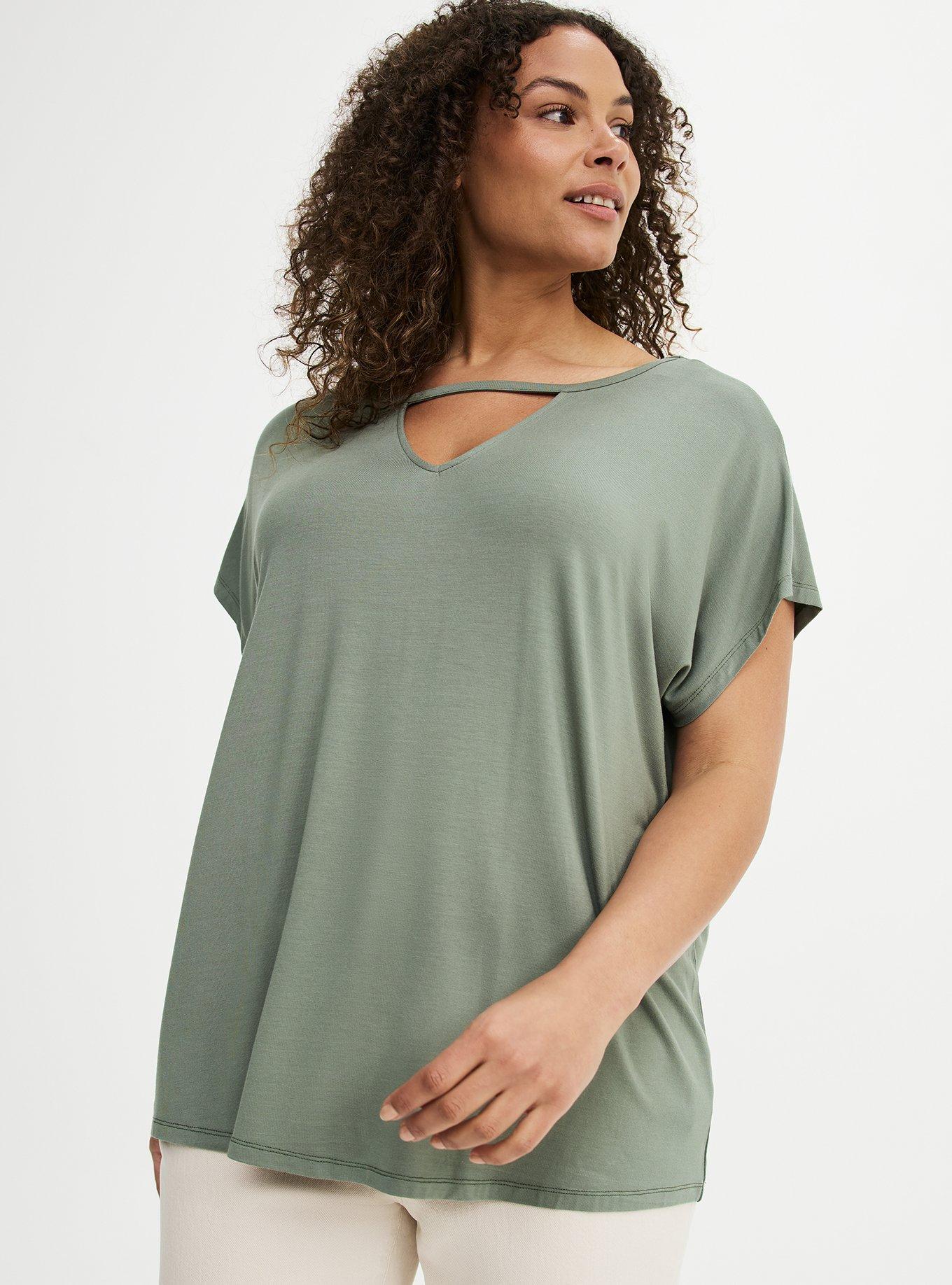 Super Soft Cut-Out Dolman Tunic Tee, AGAVE GREEN, hi-res