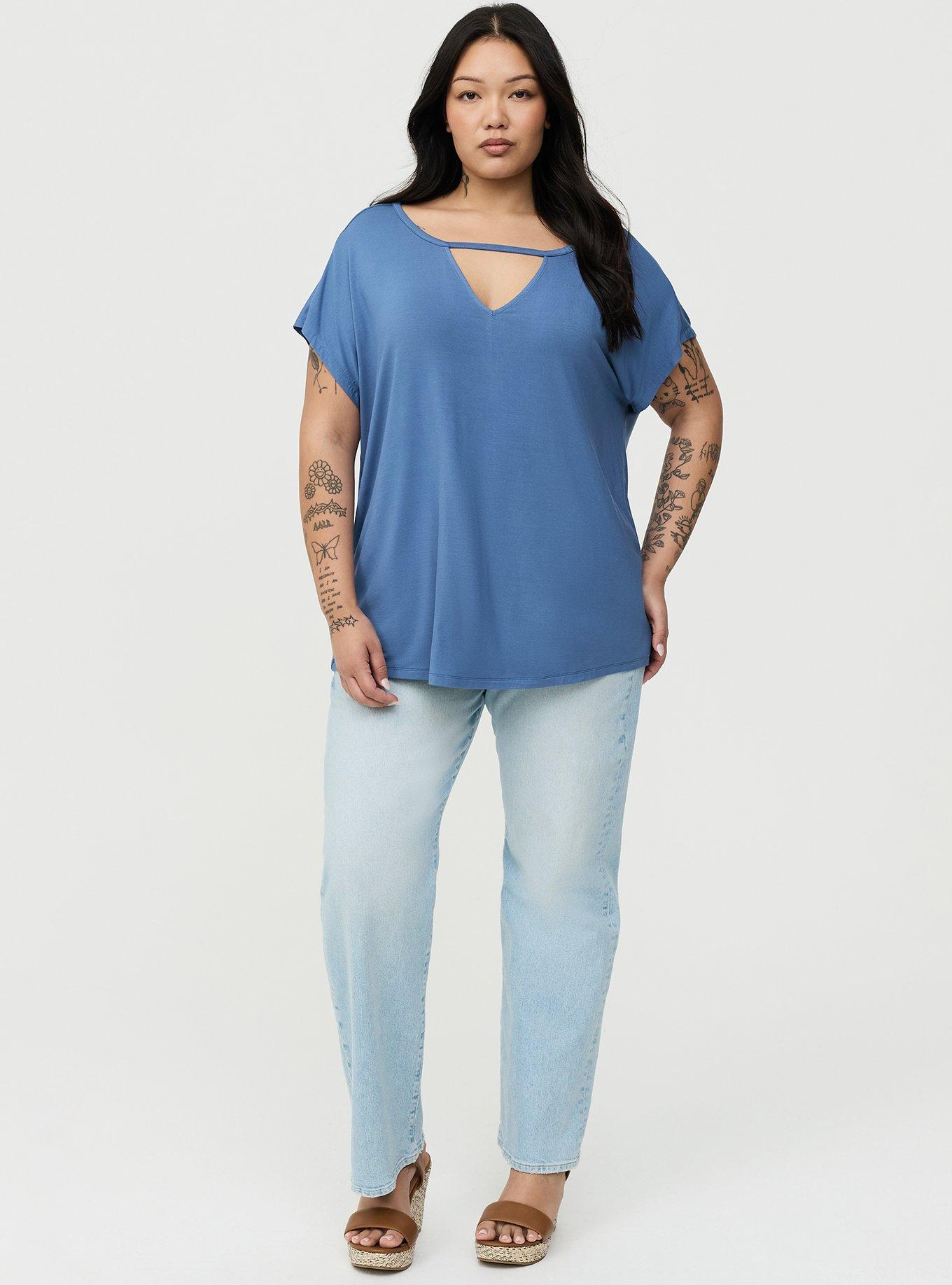 Super Soft Cut-Out Dolman Tunic Tee, BLUE HORIZON, alternate