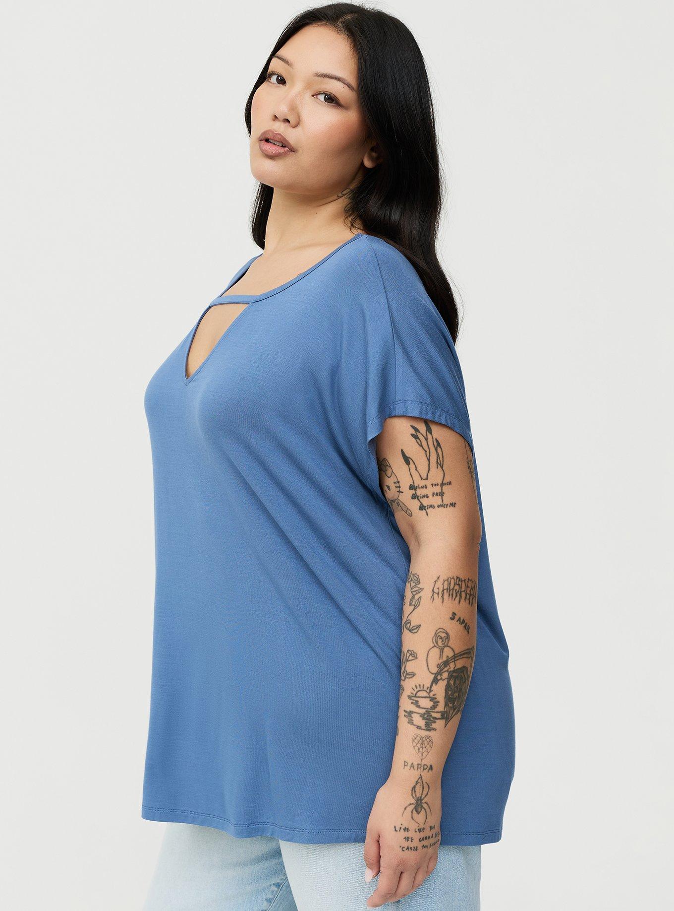 Super Soft Cut-Out Dolman Tunic Tee, BLUE HORIZON, alternate