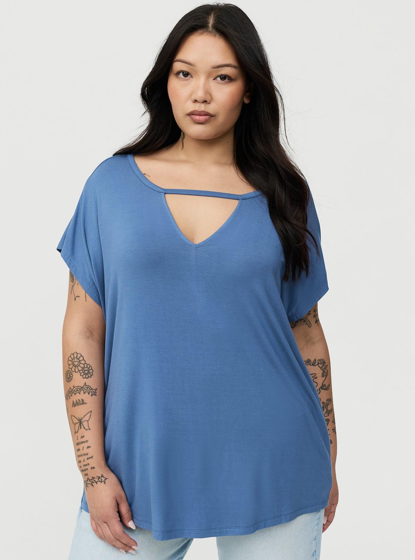 Super Soft Cut-Out Dolman Tunic Tee, BLUE HORIZON, hi-res
