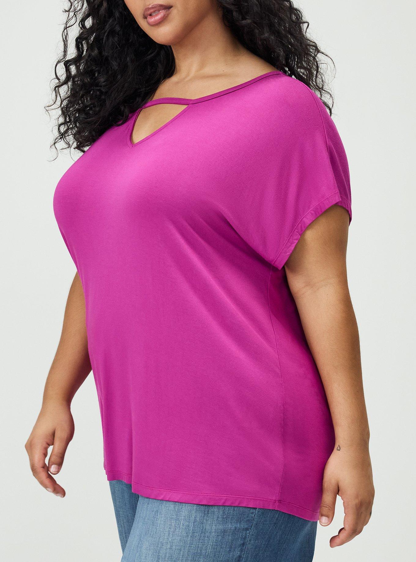 Super Soft Cut-Out Dolman Tunic Tee, WILD ASTER, alternate